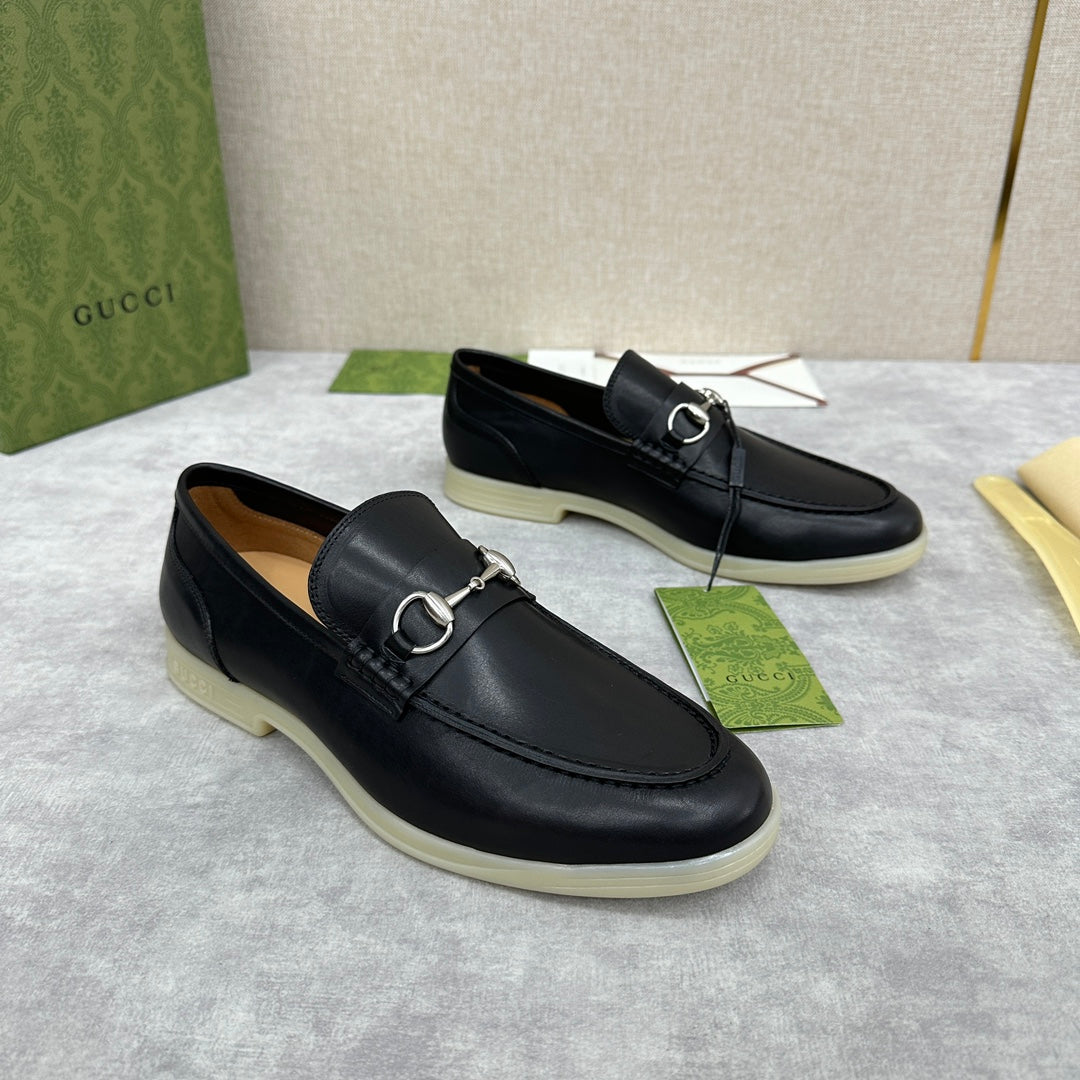 Gucci Men’s Horsebit Loafers – Lido Collection, Rubber Sole, Imported Leather