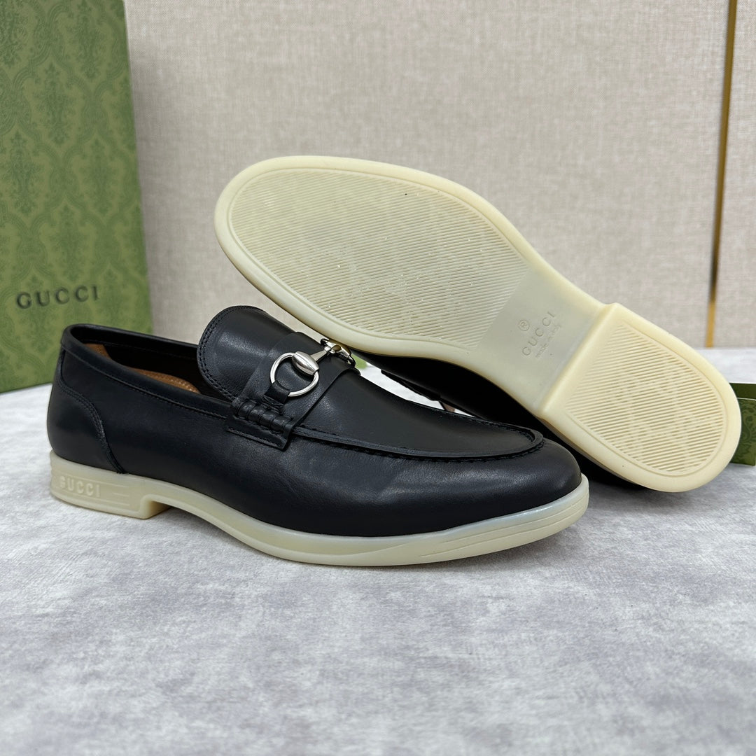 Gucci Men’s Horsebit Loafers – Lido Collection, Rubber Sole, Imported Leather