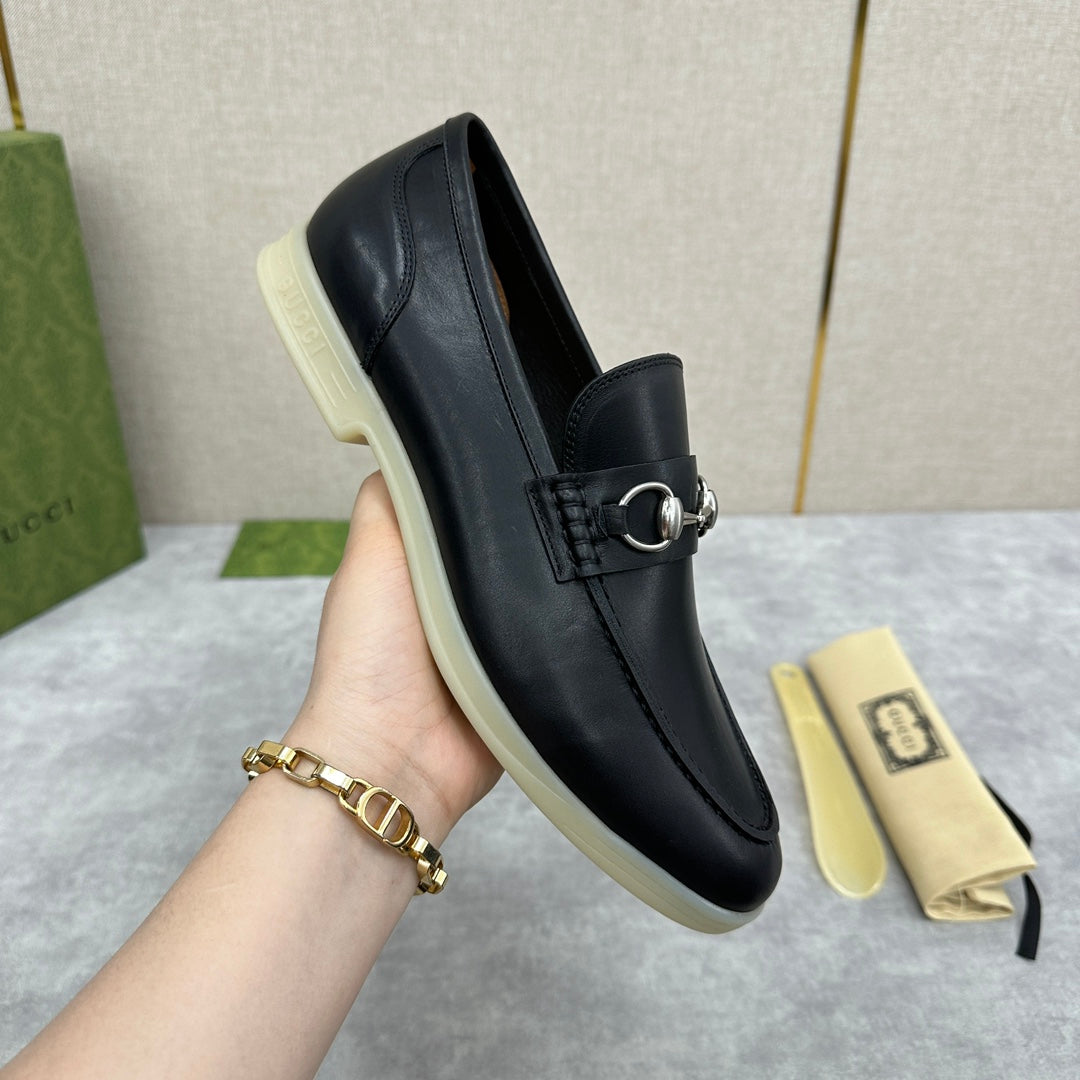 Gucci Men’s Horsebit Loafers – Lido Collection, Rubber Sole, Imported Leather