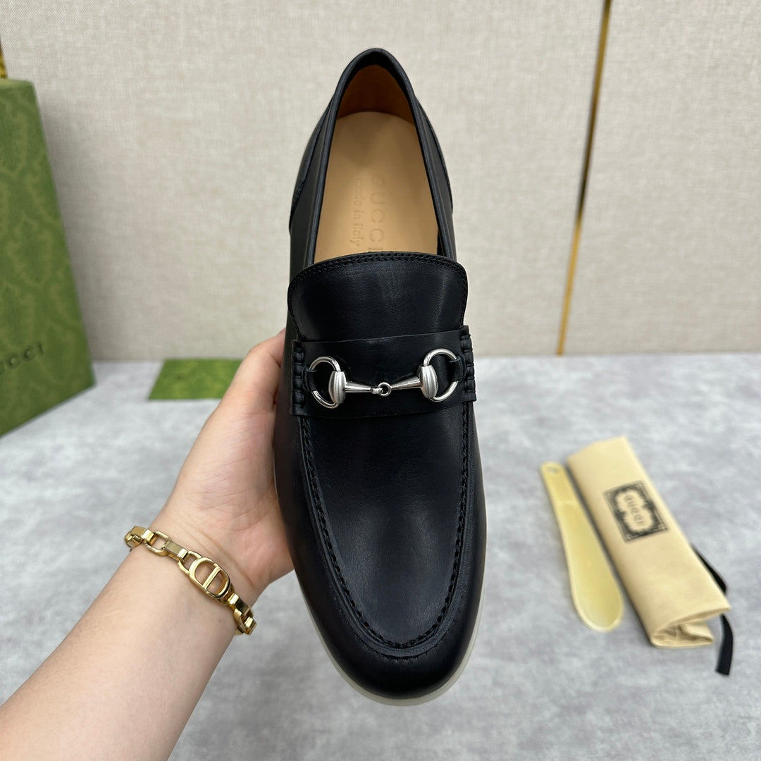 Gucci Men’s Horsebit Loafers – Lido Collection, Rubber Sole, Imported Leather