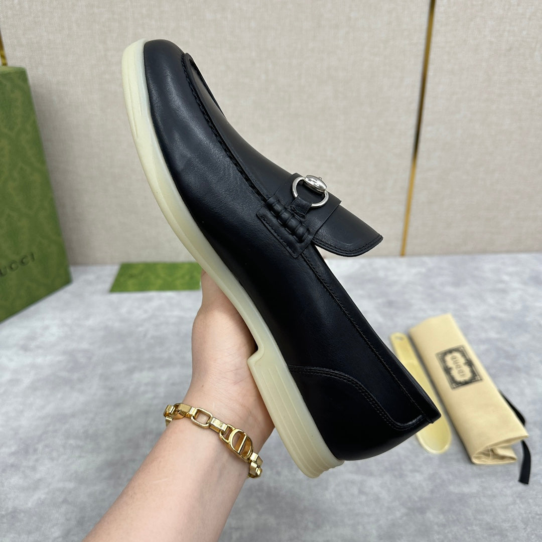 Gucci Men’s Horsebit Loafers – Lido Collection, Rubber Sole, Imported Leather