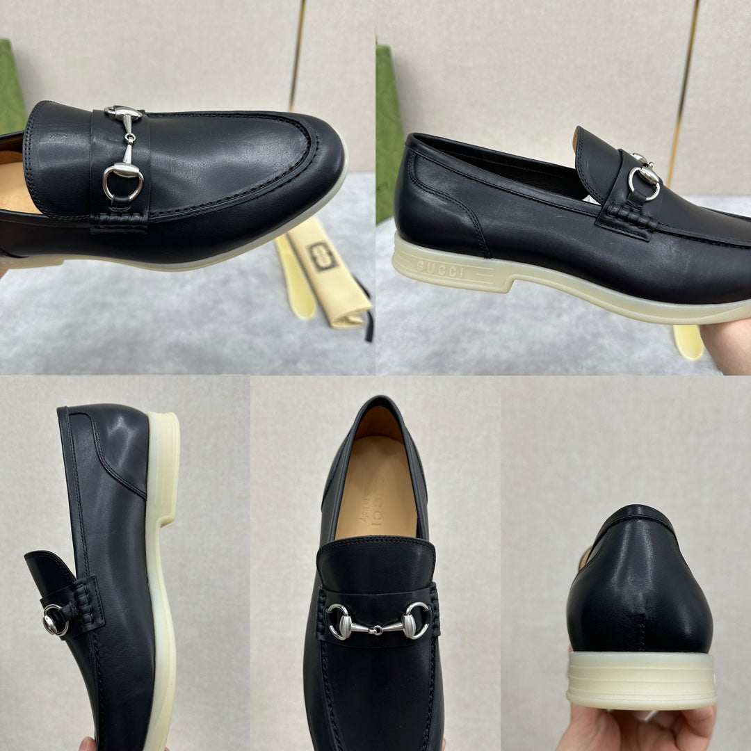Gucci Men’s Horsebit Loafers – Lido Collection, Rubber Sole, Imported Leather