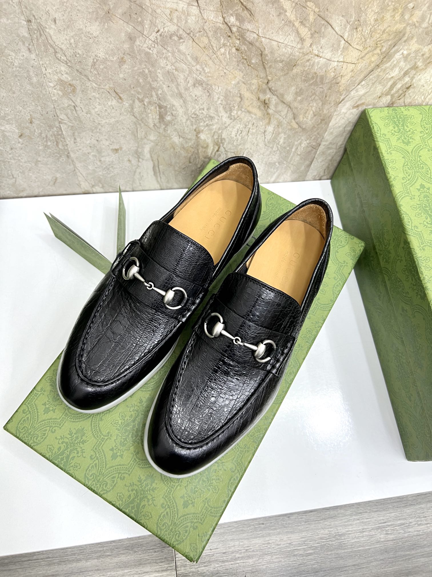 Gucci Men’s Horsebit Loafers – Lido Collection, Rubber Sole, Imported Leather