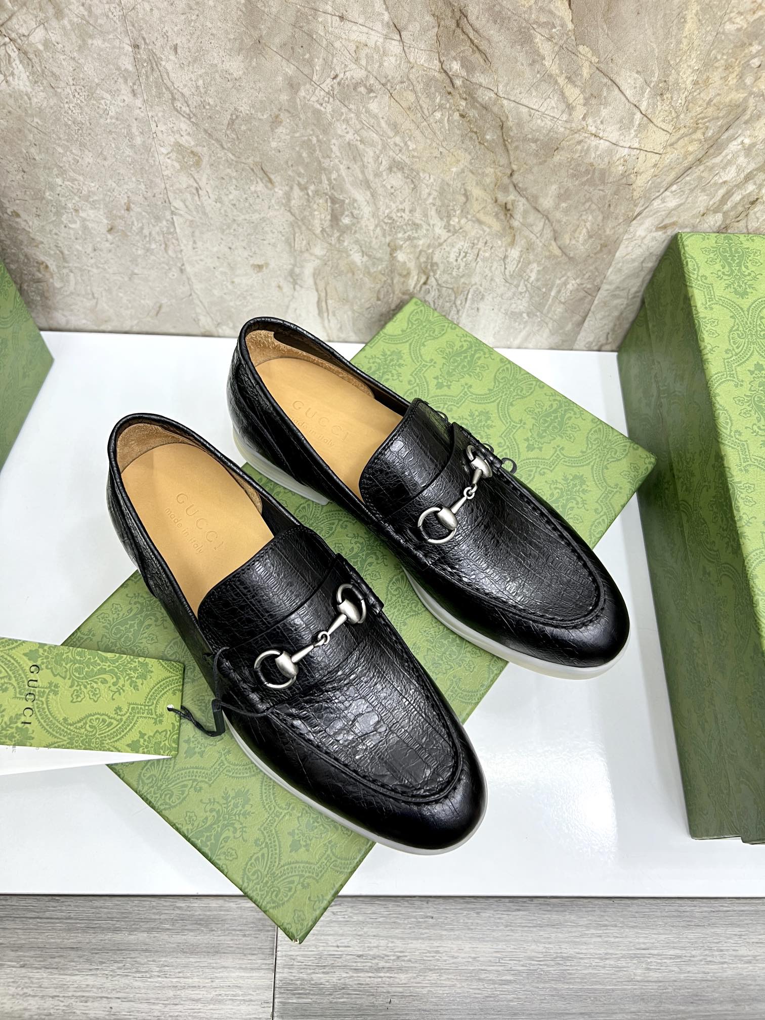 Gucci Men’s Horsebit Loafers – Lido Collection, Rubber Sole, Imported Leather