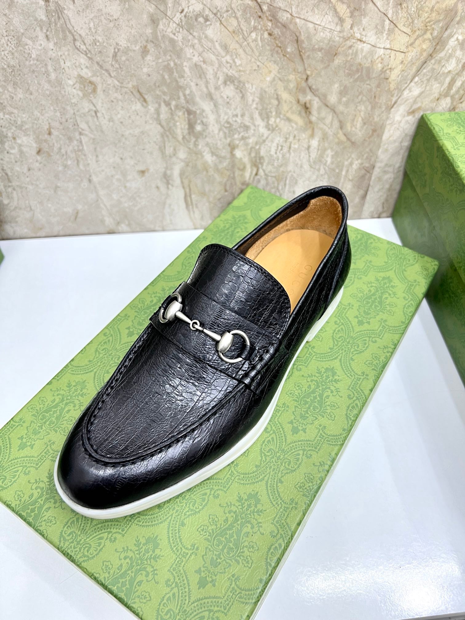 Gucci Men’s Horsebit Loafers – Lido Collection, Rubber Sole, Imported Leather