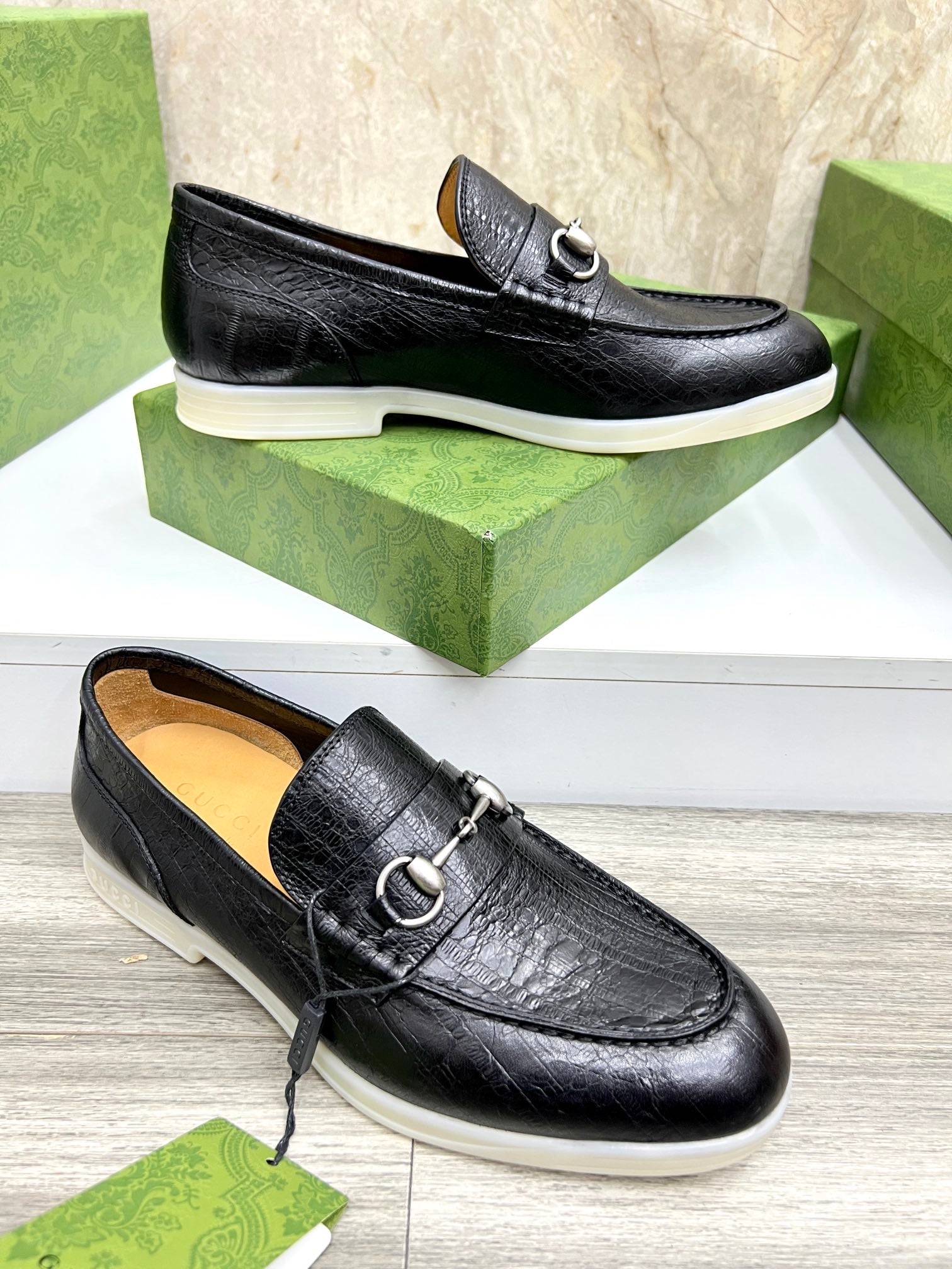 Gucci Men’s Horsebit Loafers – Lido Collection, Rubber Sole, Imported Leather