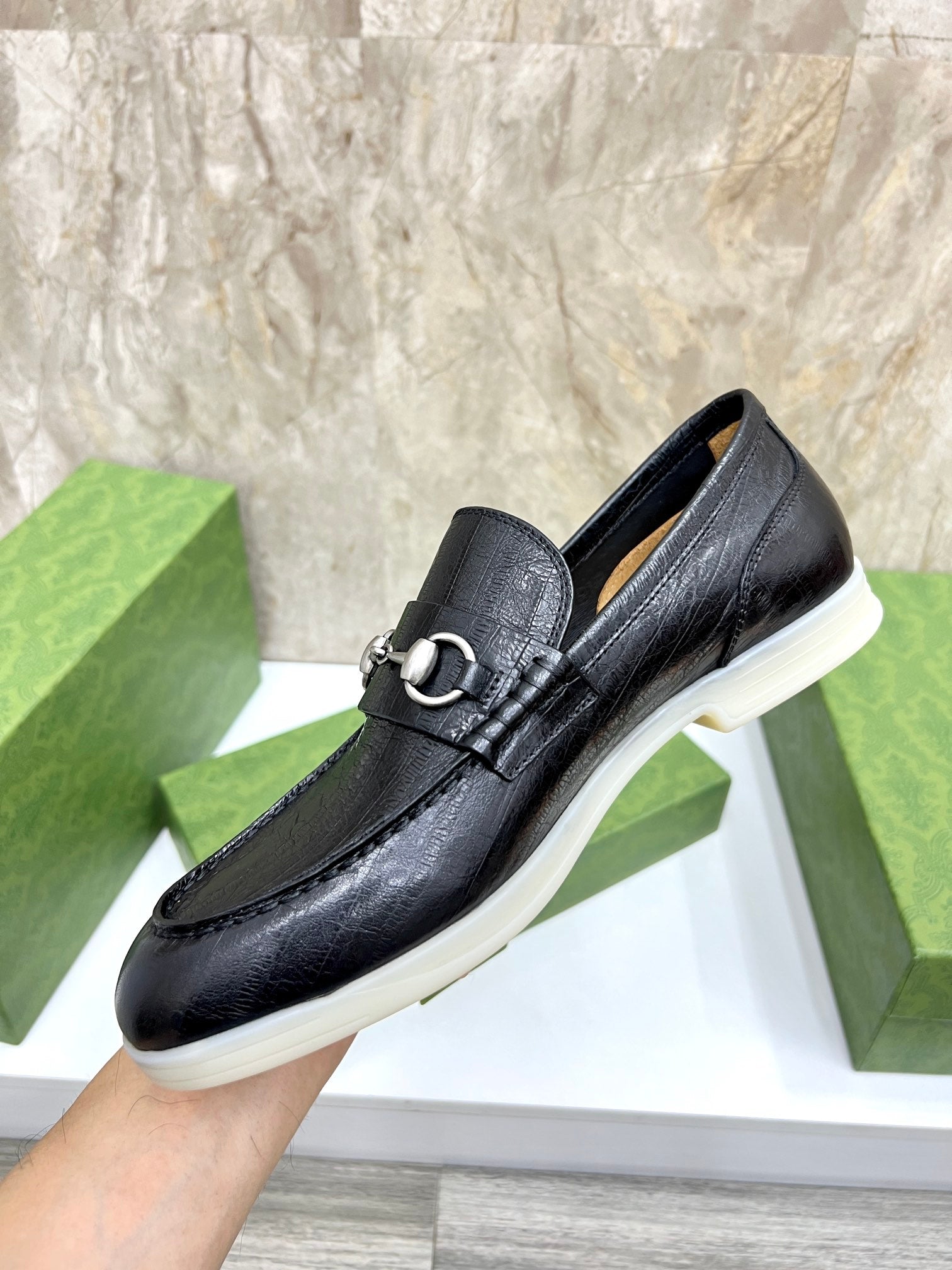 Gucci Men’s Horsebit Loafers – Lido Collection, Rubber Sole, Imported Leather