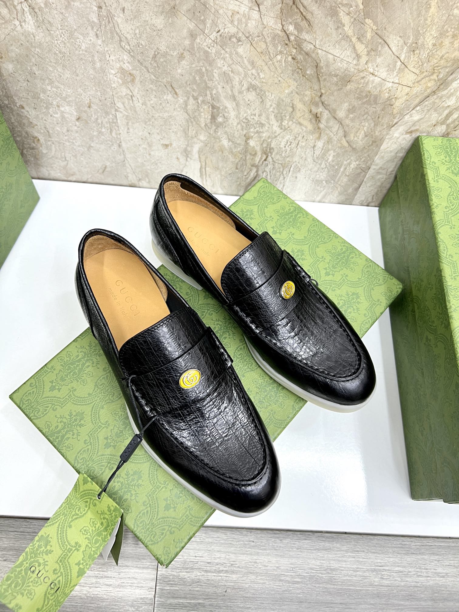 Gucci Men’s Horsebit Loafers – Lido Collection, Rubber Sole, Imported Leather