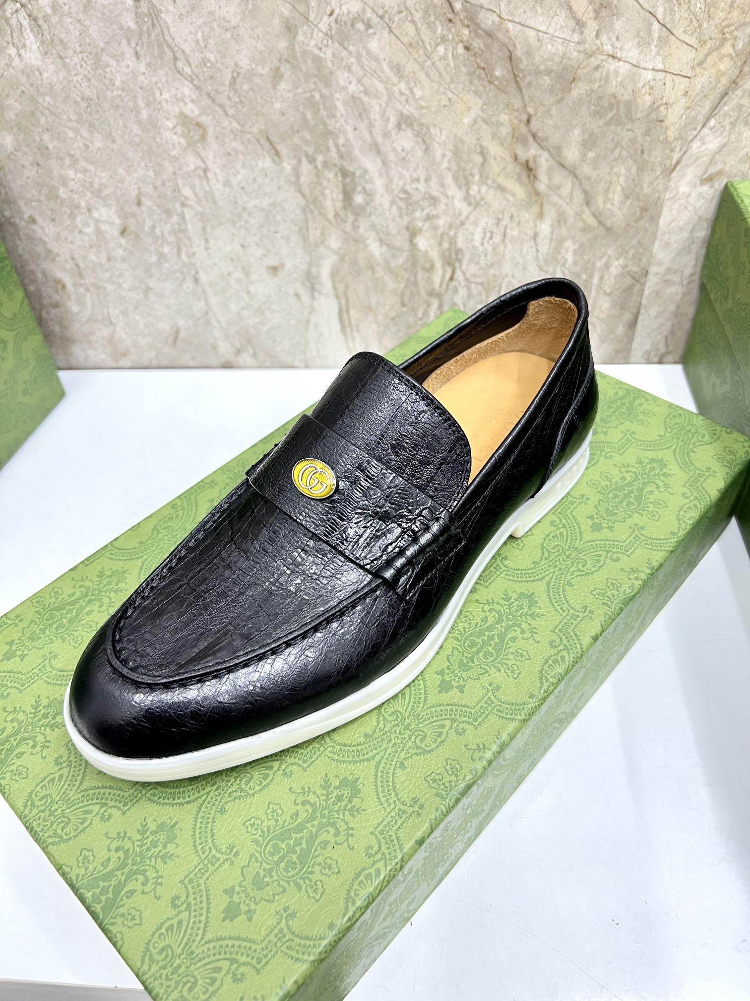 Gucci Men’s Horsebit Loafers – Lido Collection, Rubber Sole, Imported Leather