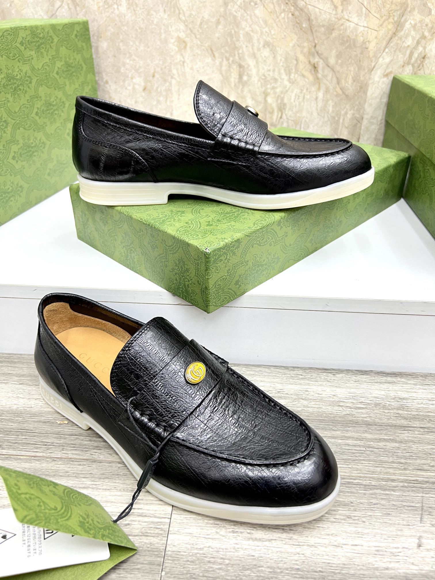 Gucci Men’s Horsebit Loafers – Lido Collection, Rubber Sole, Imported Leather