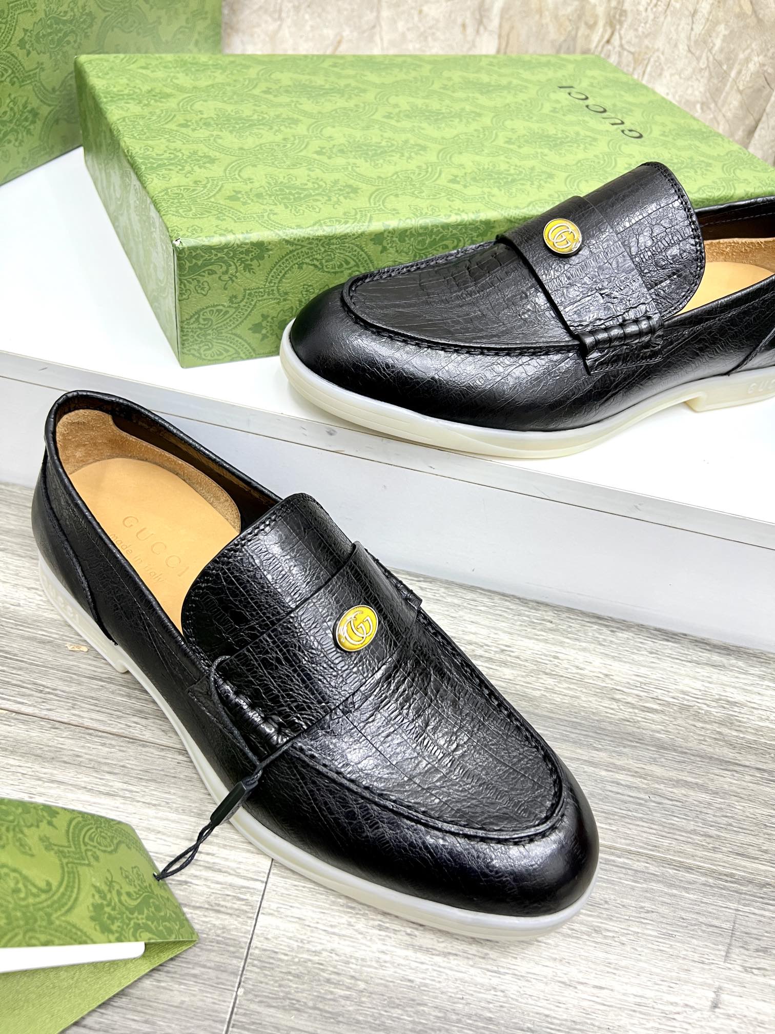 Gucci Men’s Horsebit Loafers – Lido Collection, Rubber Sole, Imported Leather