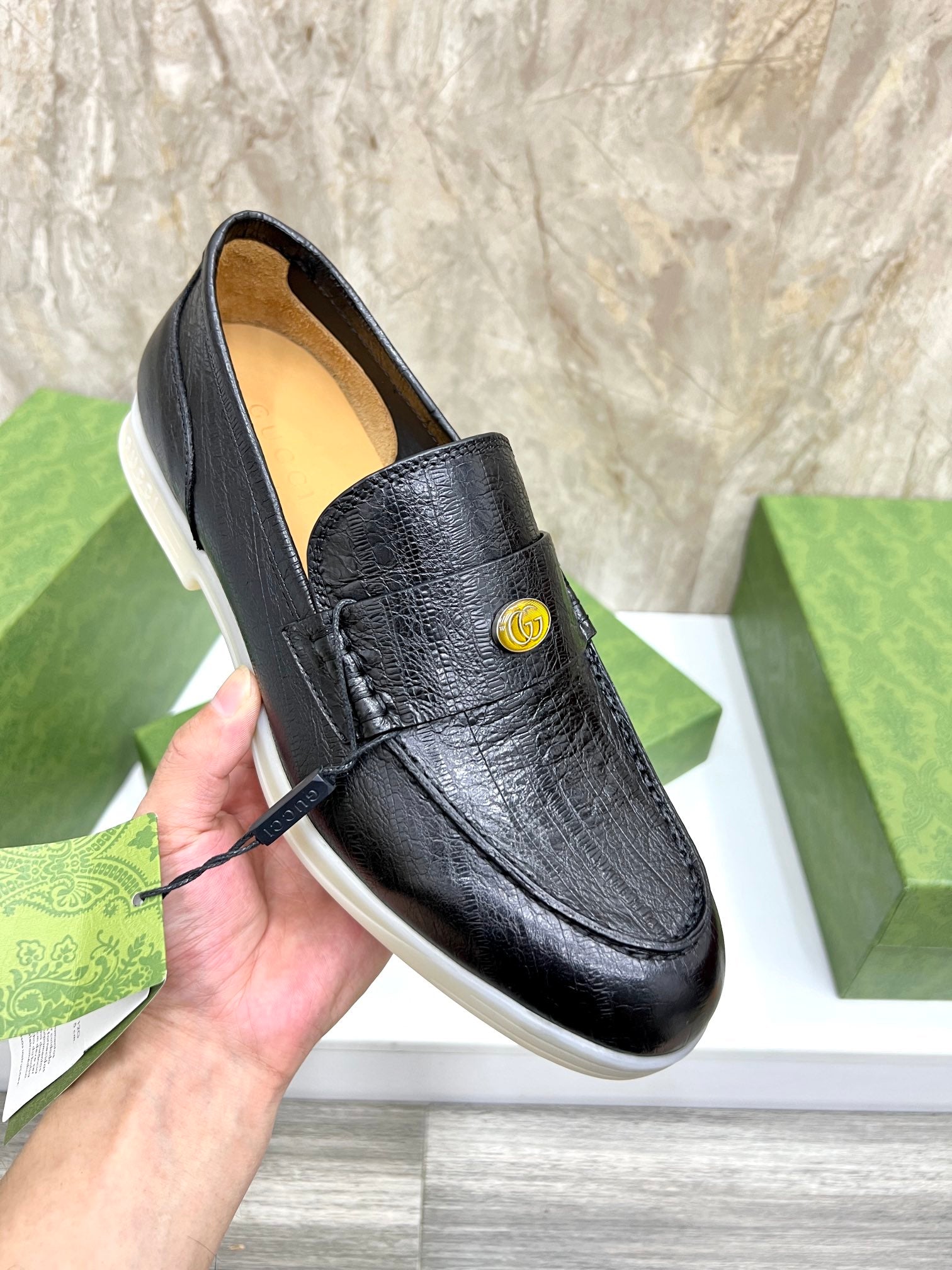 Gucci Men’s Horsebit Loafers – Lido Collection, Rubber Sole, Imported Leather