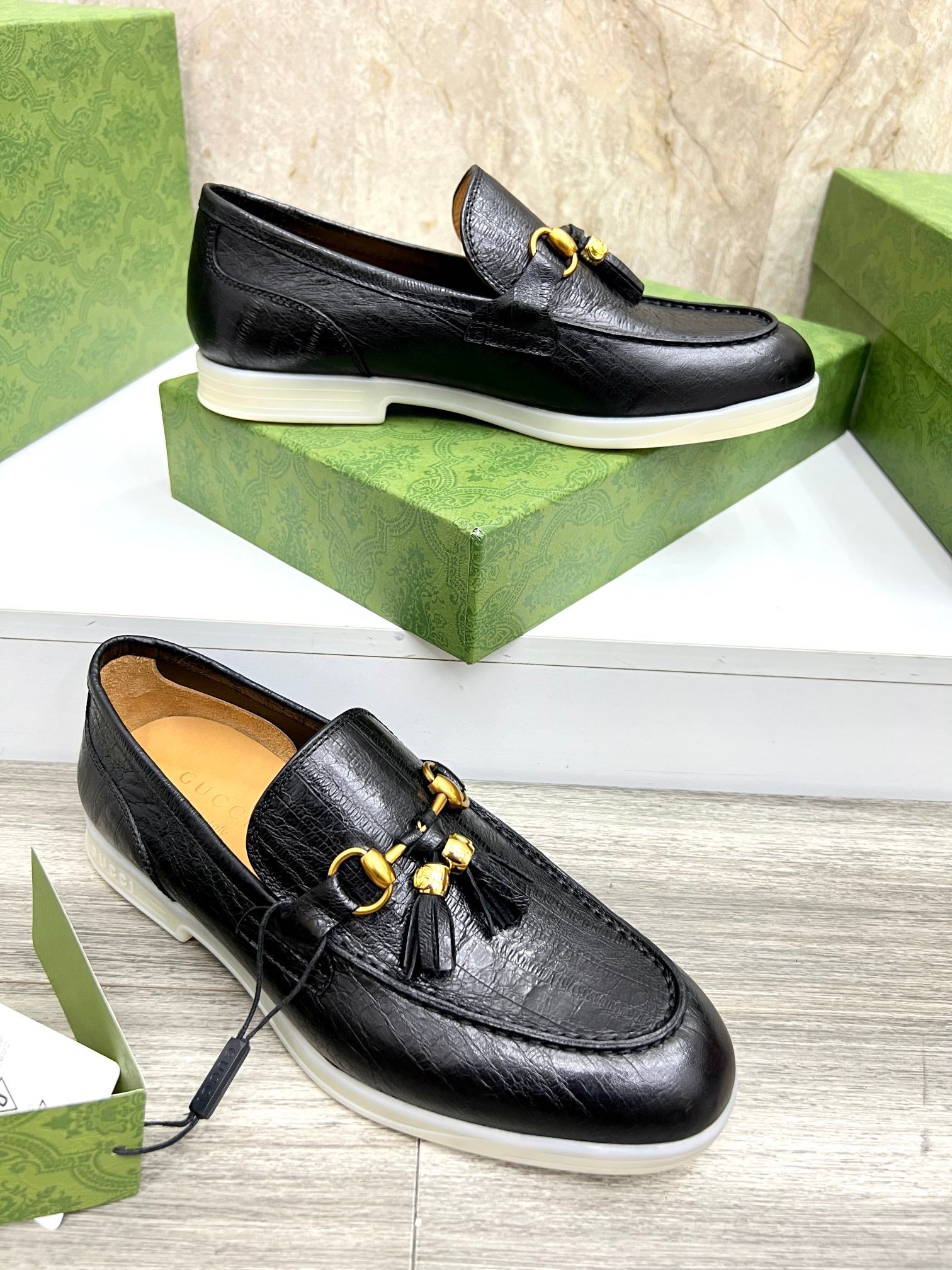 Gucci Men’s Horsebit Loafers – Lido Collection, Rubber Sole, Imported Leather