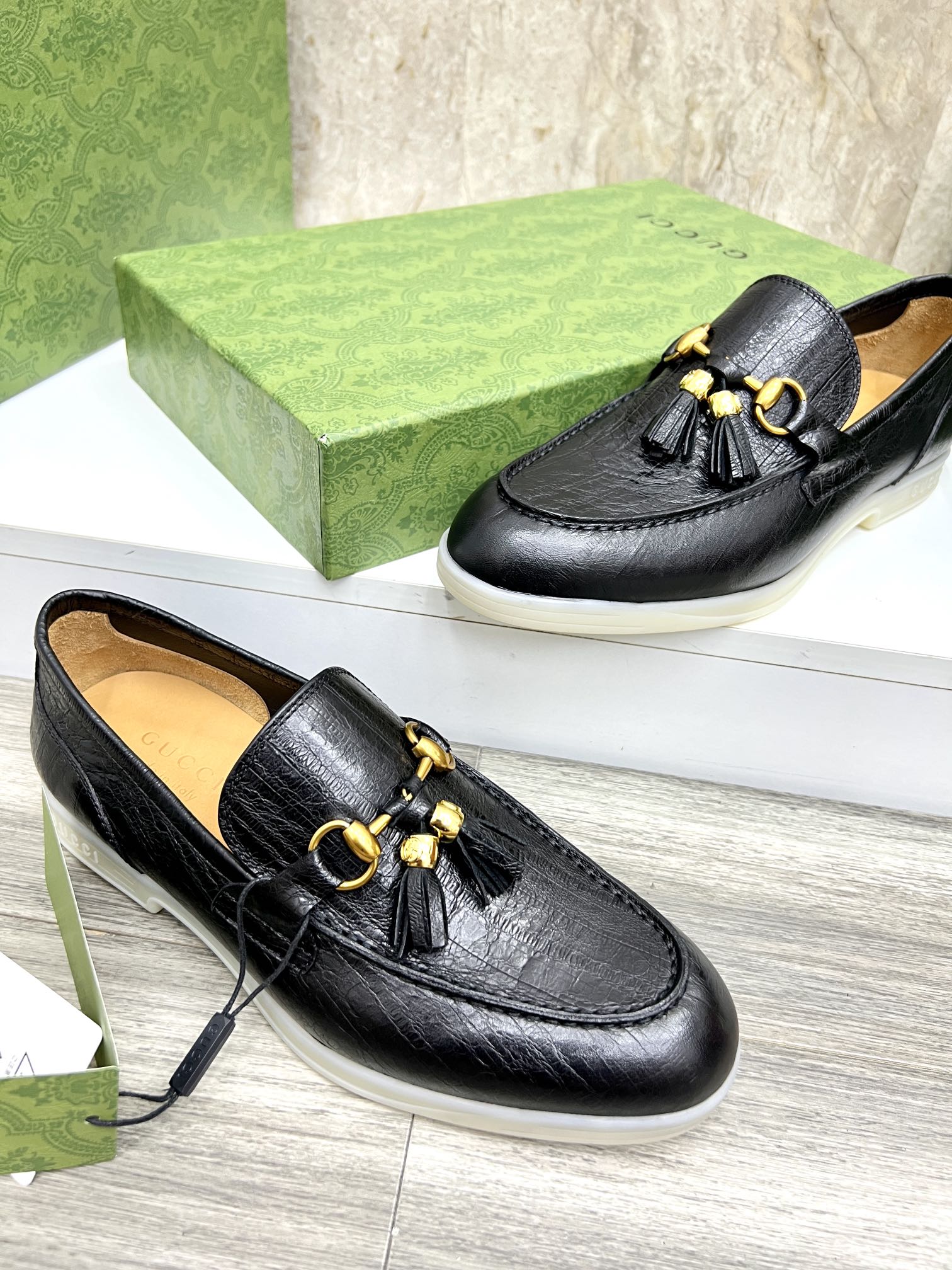 Gucci Men’s Horsebit Loafers – Lido Collection, Rubber Sole, Imported Leather