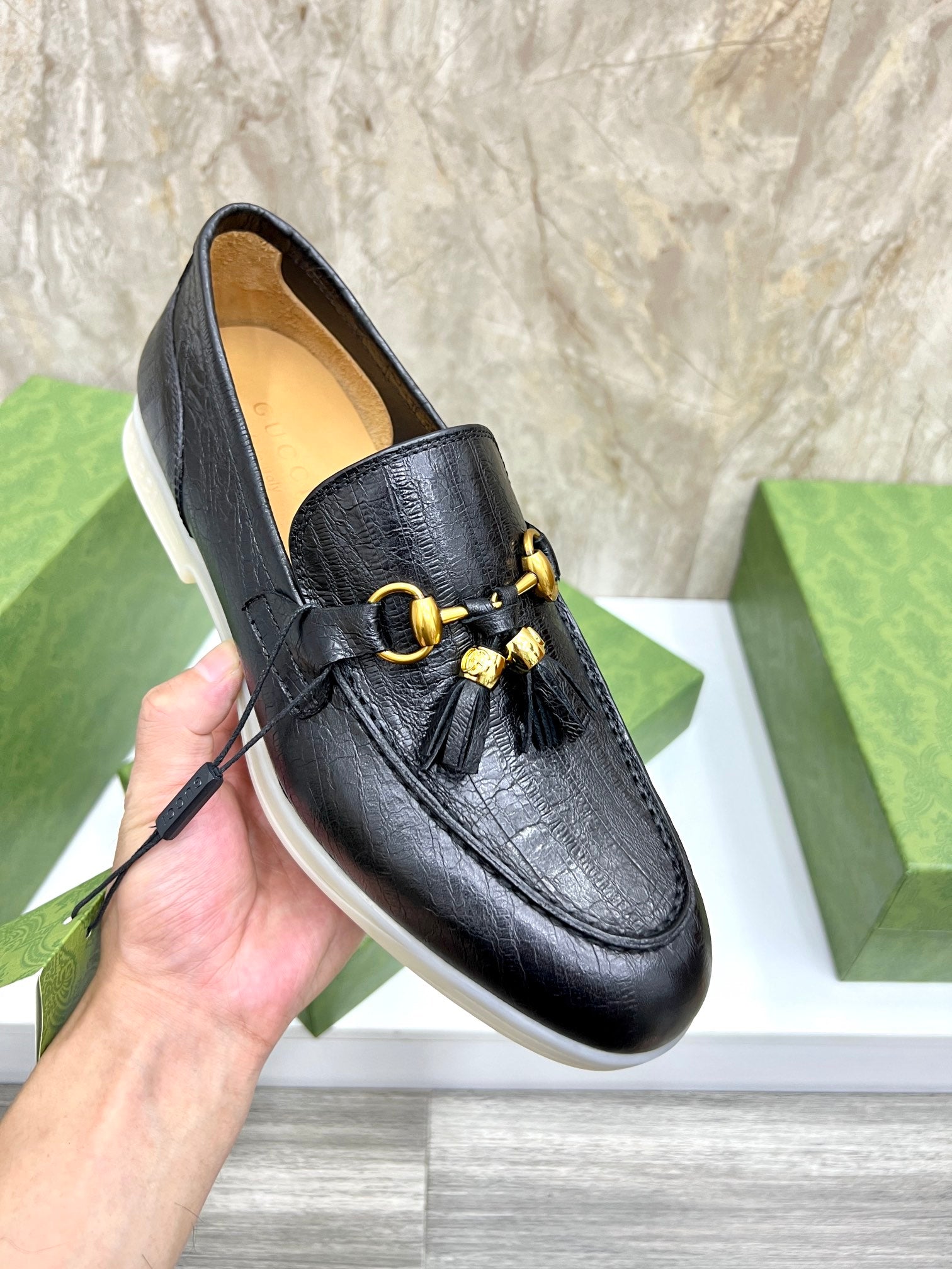 Gucci Men’s Horsebit Loafers – Lido Collection, Rubber Sole, Imported Leather