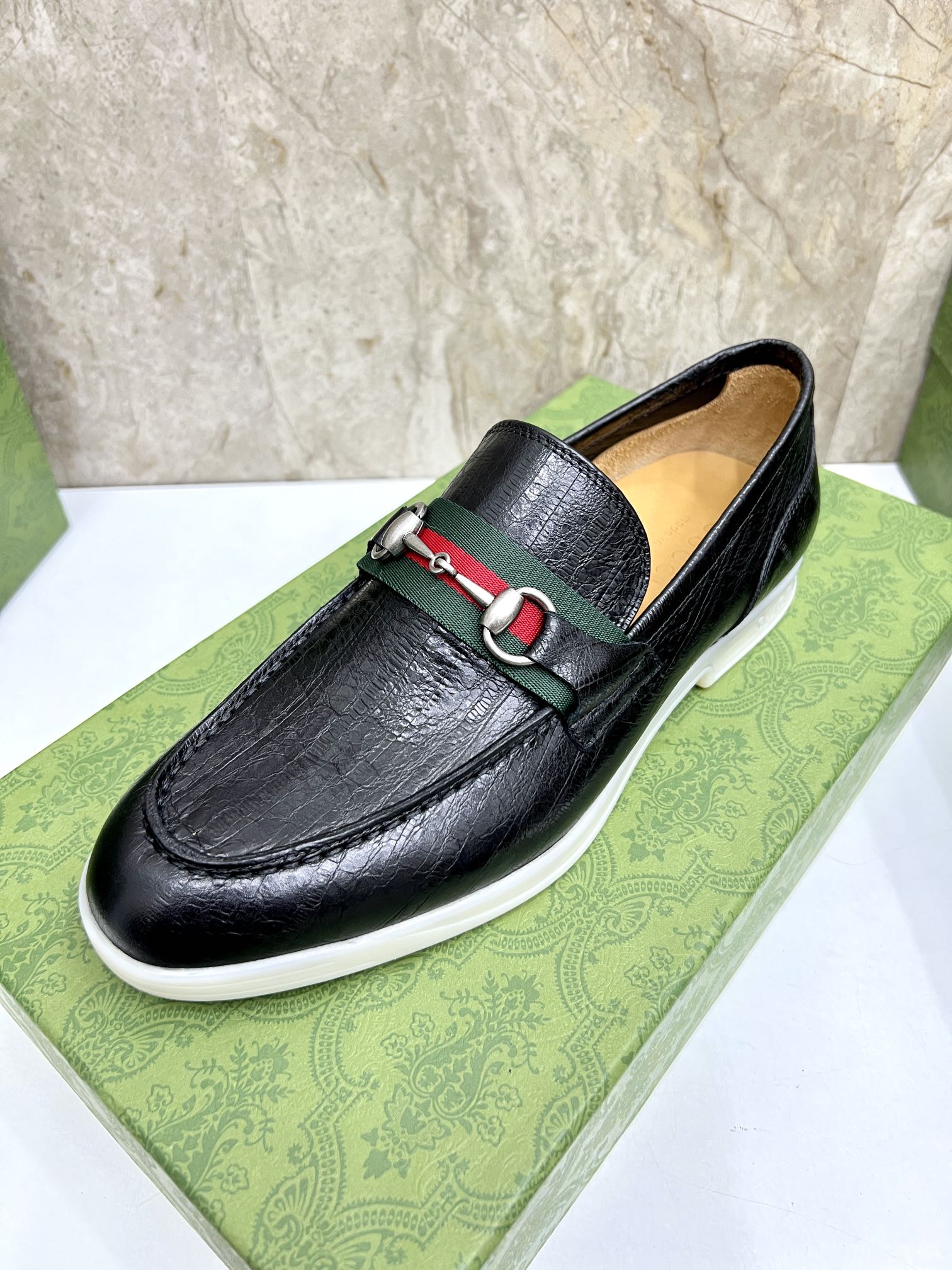 Gucci Men’s Horsebit Loafers – Lido Collection, Rubber Sole, Imported Leather