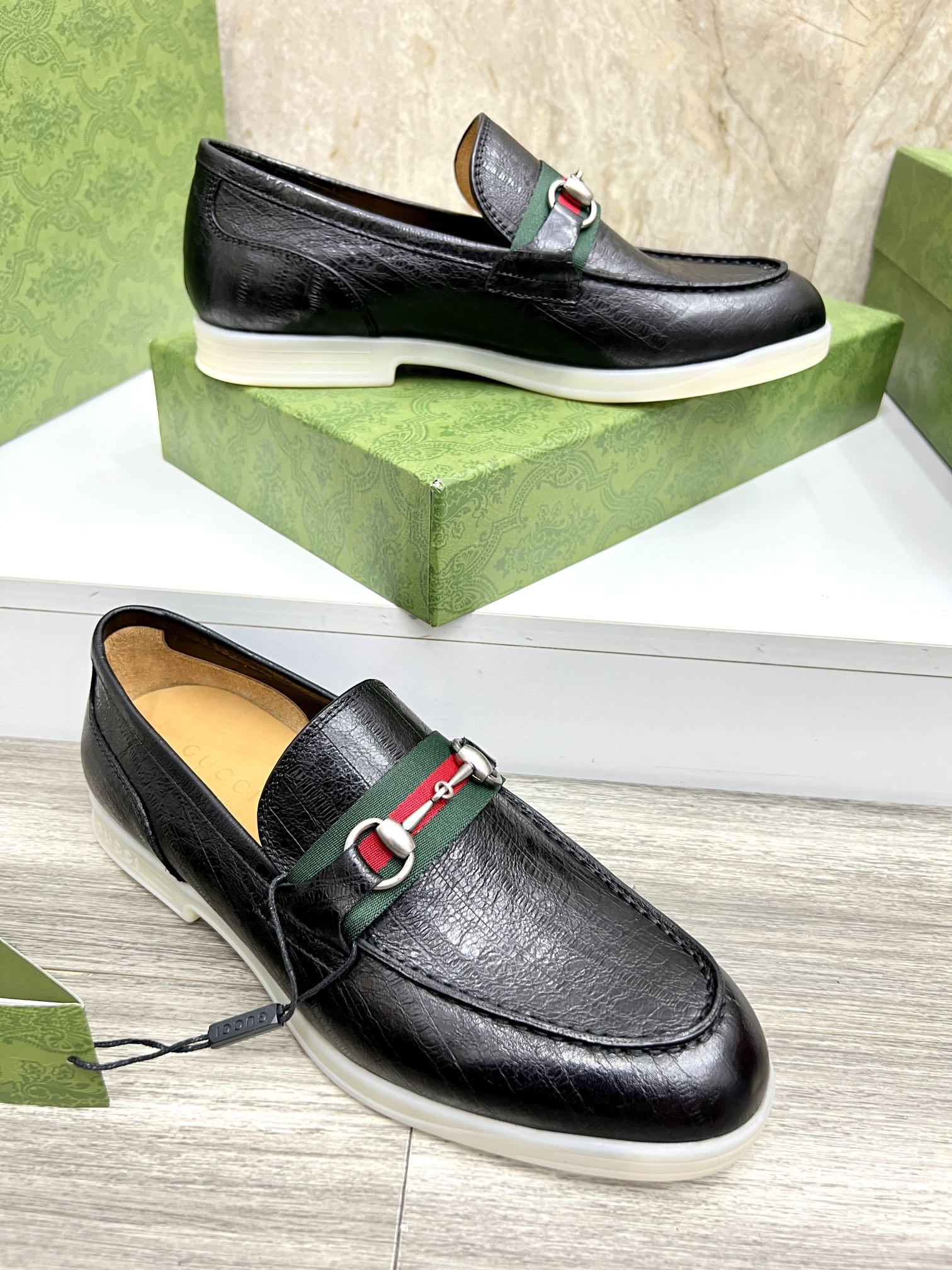 Gucci Men’s Horsebit Loafers – Lido Collection, Rubber Sole, Imported Leather