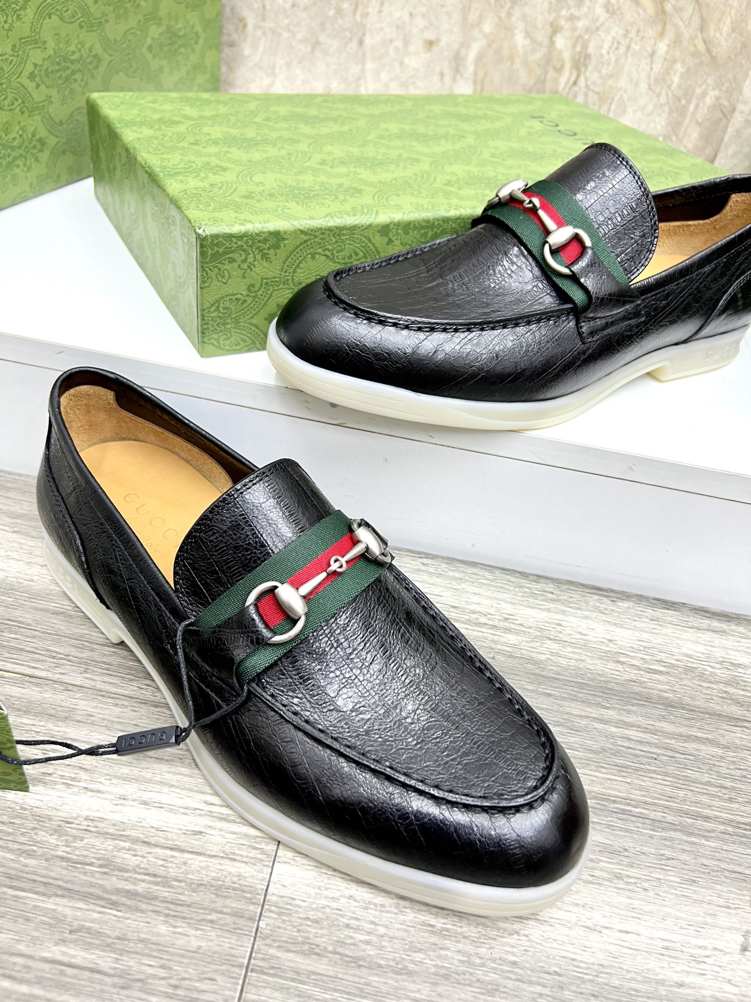Gucci Men’s Horsebit Loafers – Lido Collection, Rubber Sole, Imported Leather