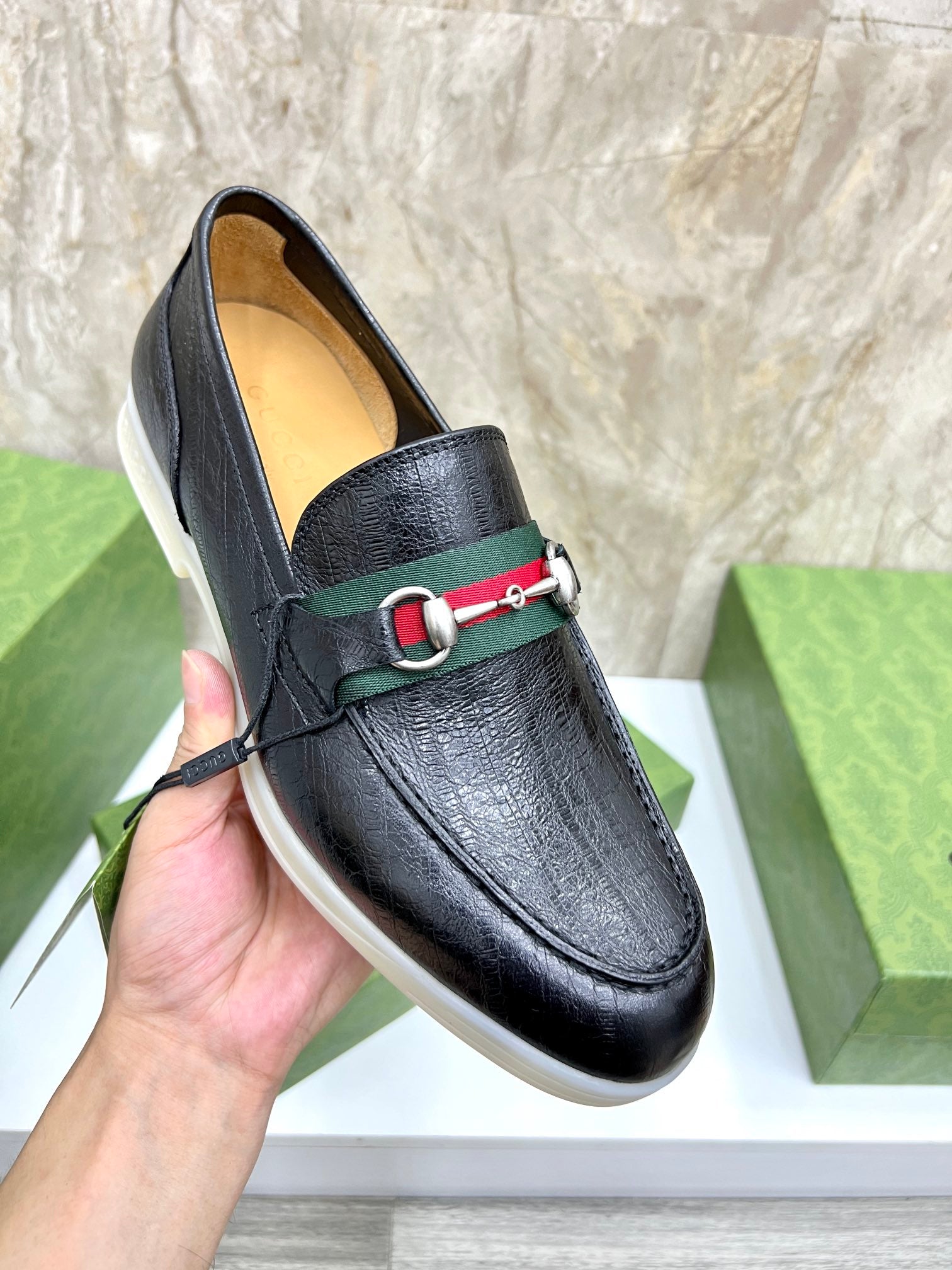Gucci Men’s Horsebit Loafers – Lido Collection, Rubber Sole, Imported Leather