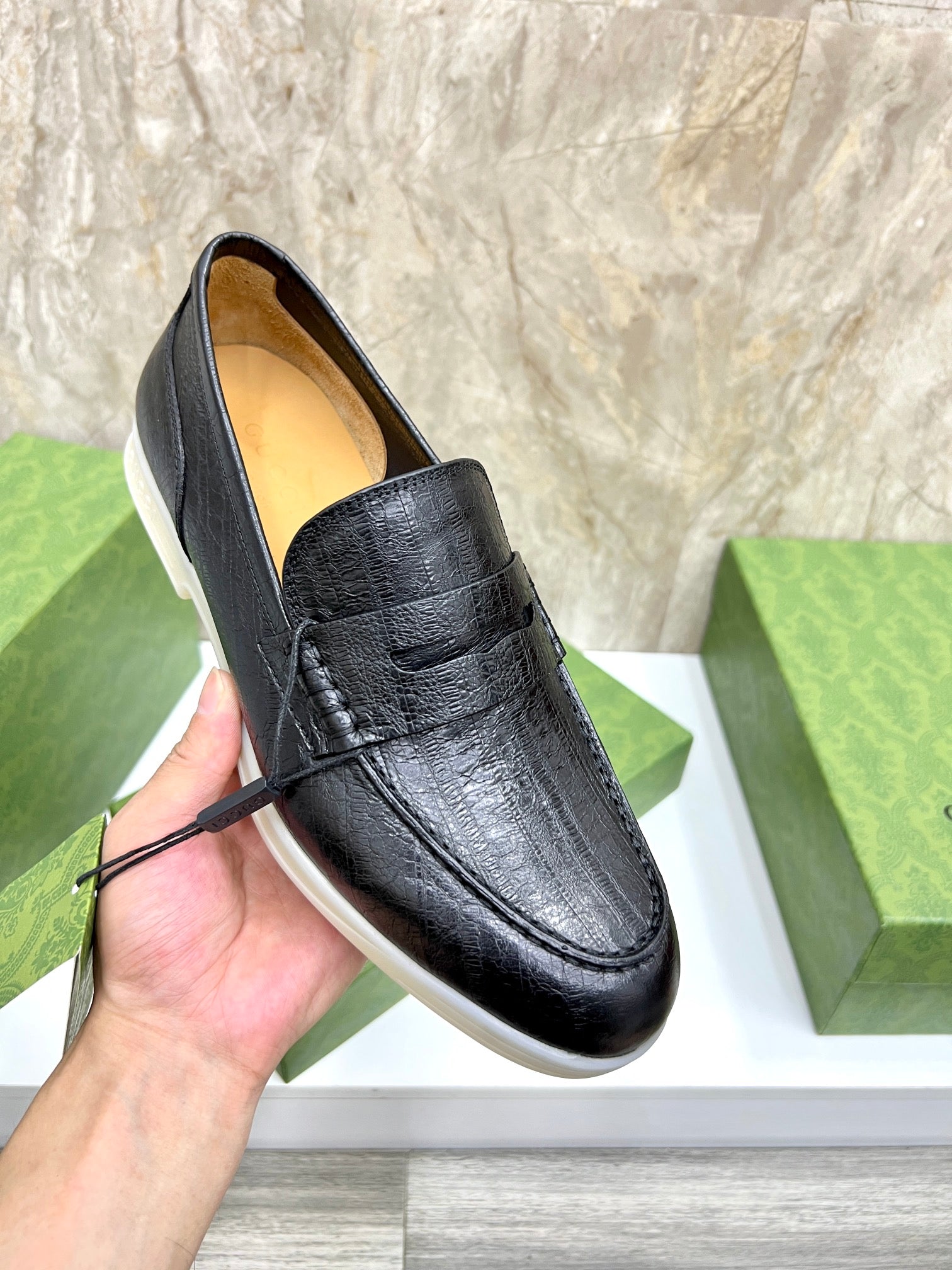 Gucci Men’s Horsebit Loafers – Lido Collection, Rubber Sole, Imported Leather