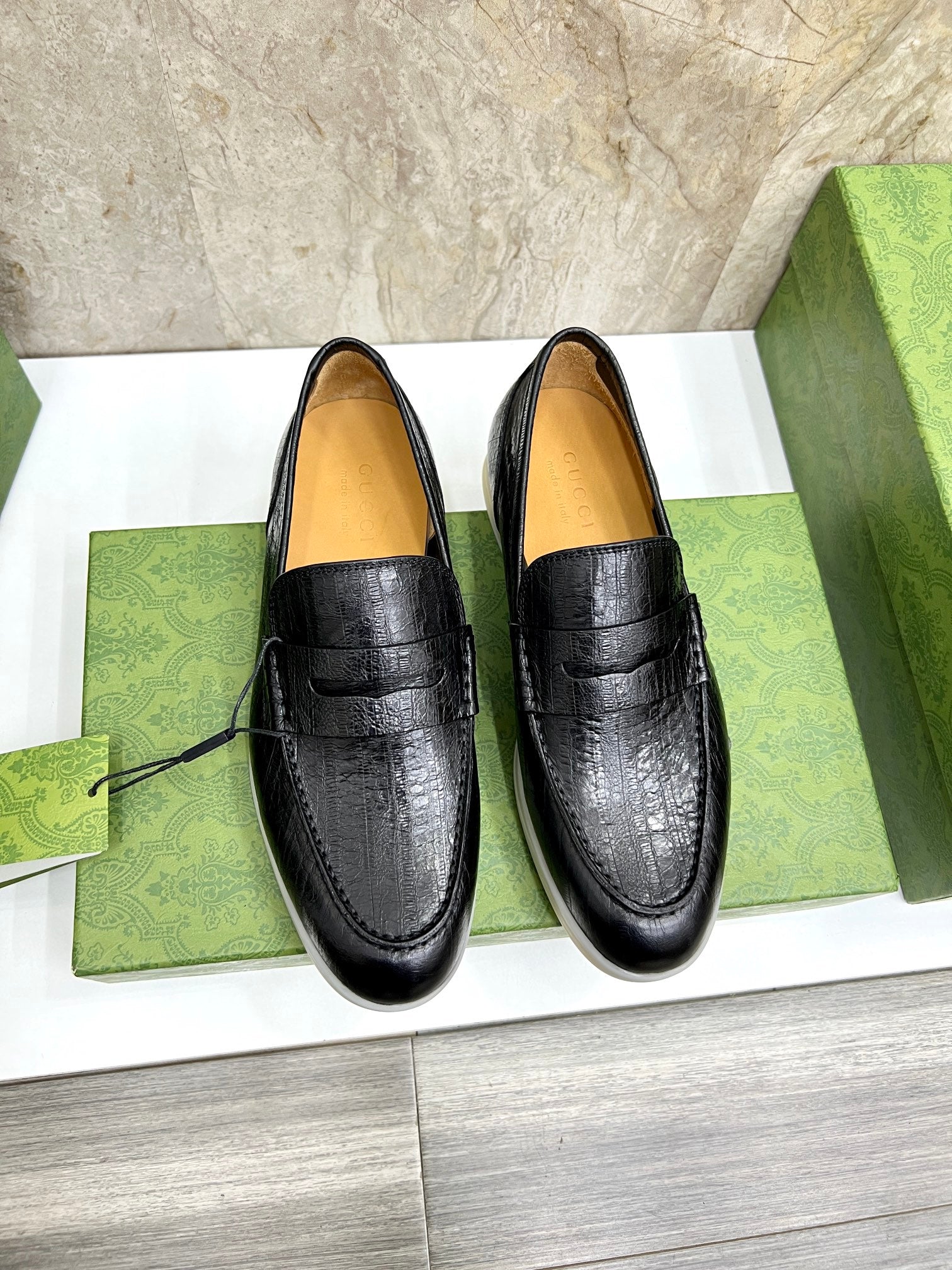 Gucci Men’s Horsebit Loafers – Lido Collection, Rubber Sole, Imported Leather