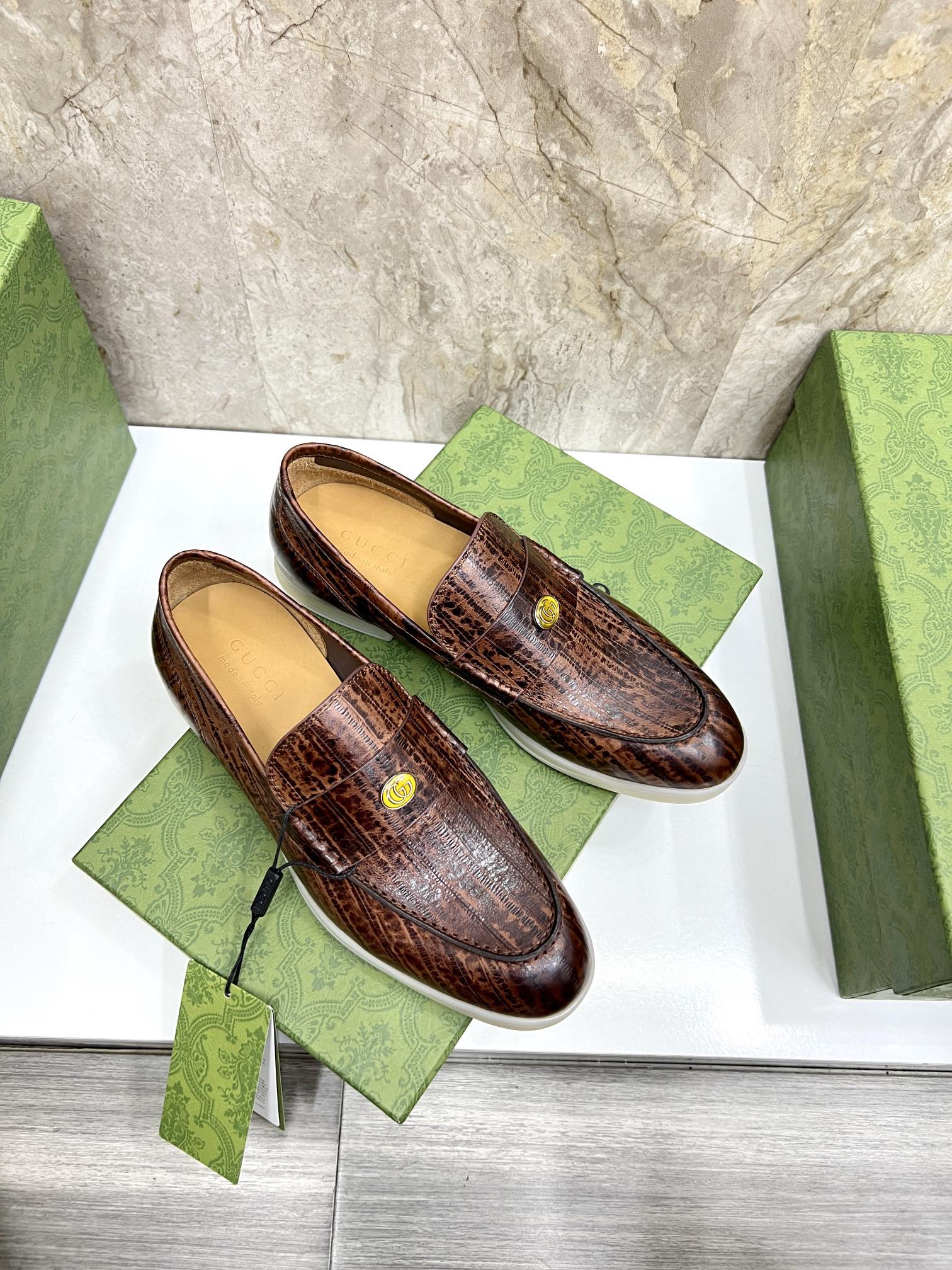Gucci Men’s Horsebit Loafers – Lido Collection, Rubber Sole, Imported Leather