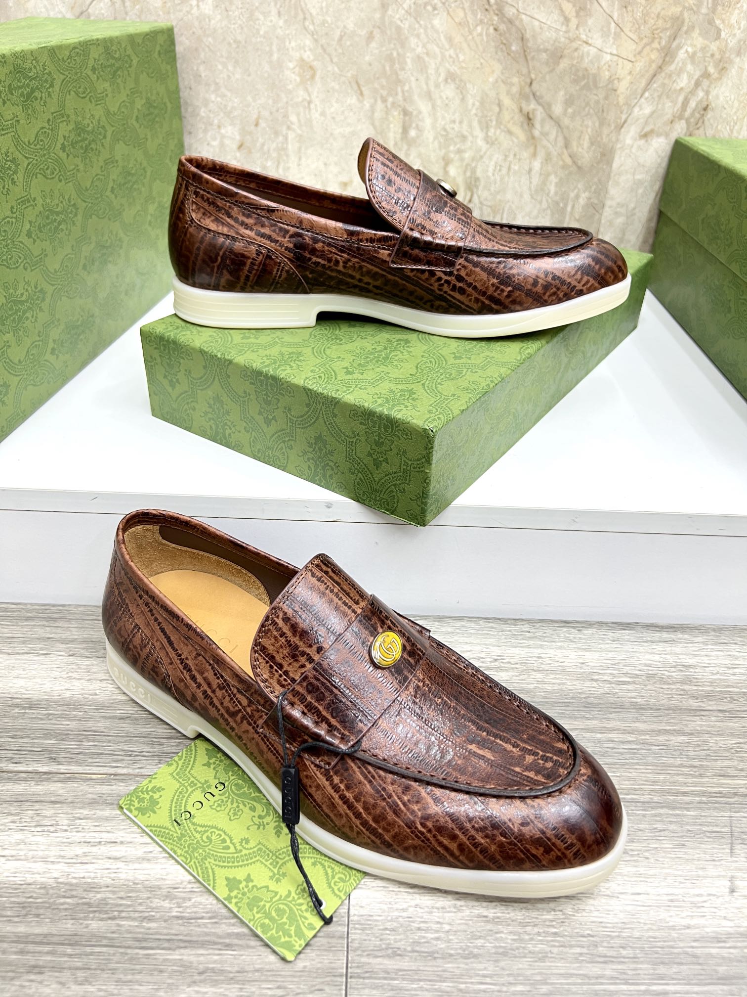 Gucci Men’s Horsebit Loafers – Lido Collection, Rubber Sole, Imported Leather