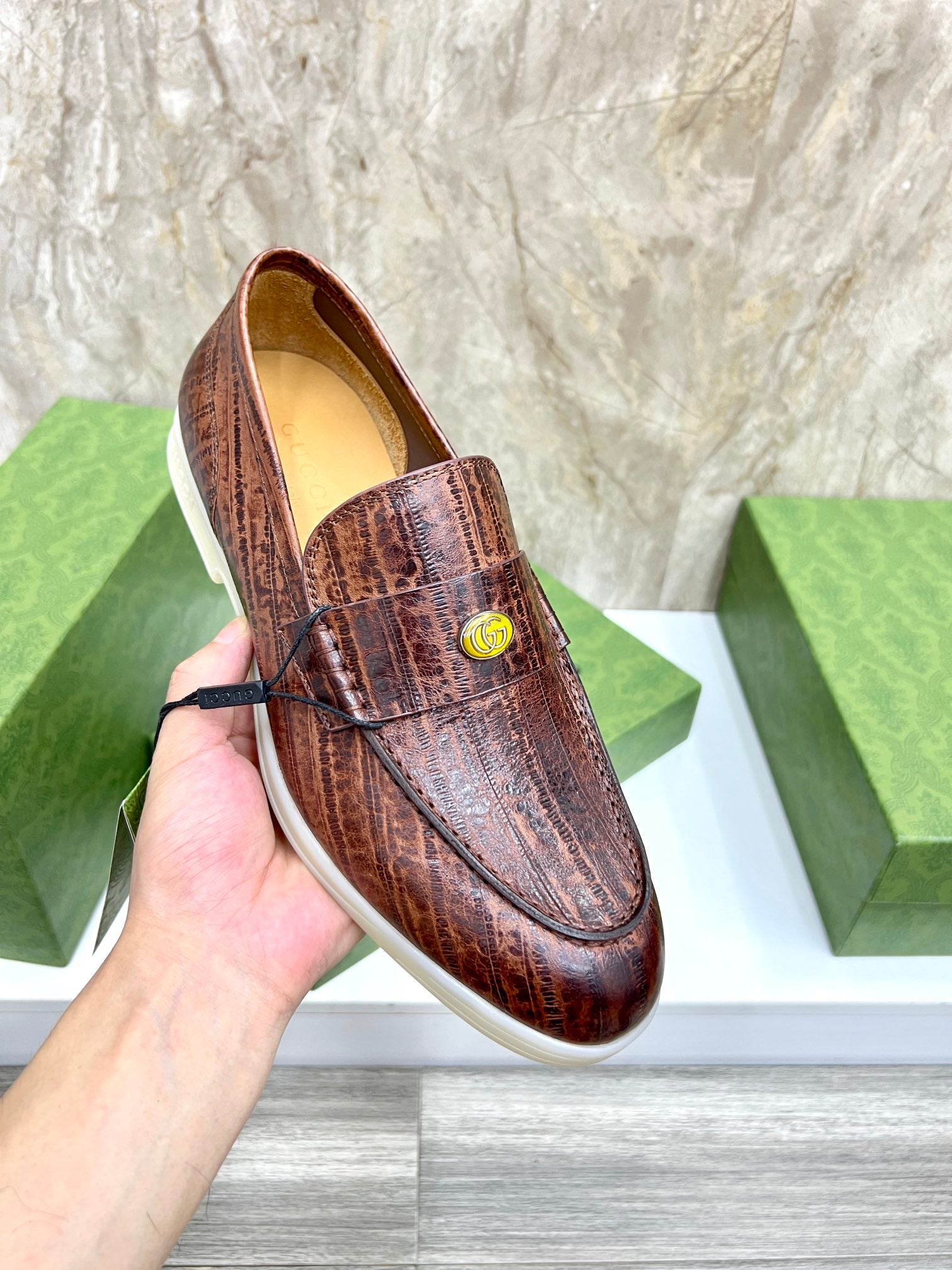 Gucci Men’s Horsebit Loafers – Lido Collection, Rubber Sole, Imported Leather