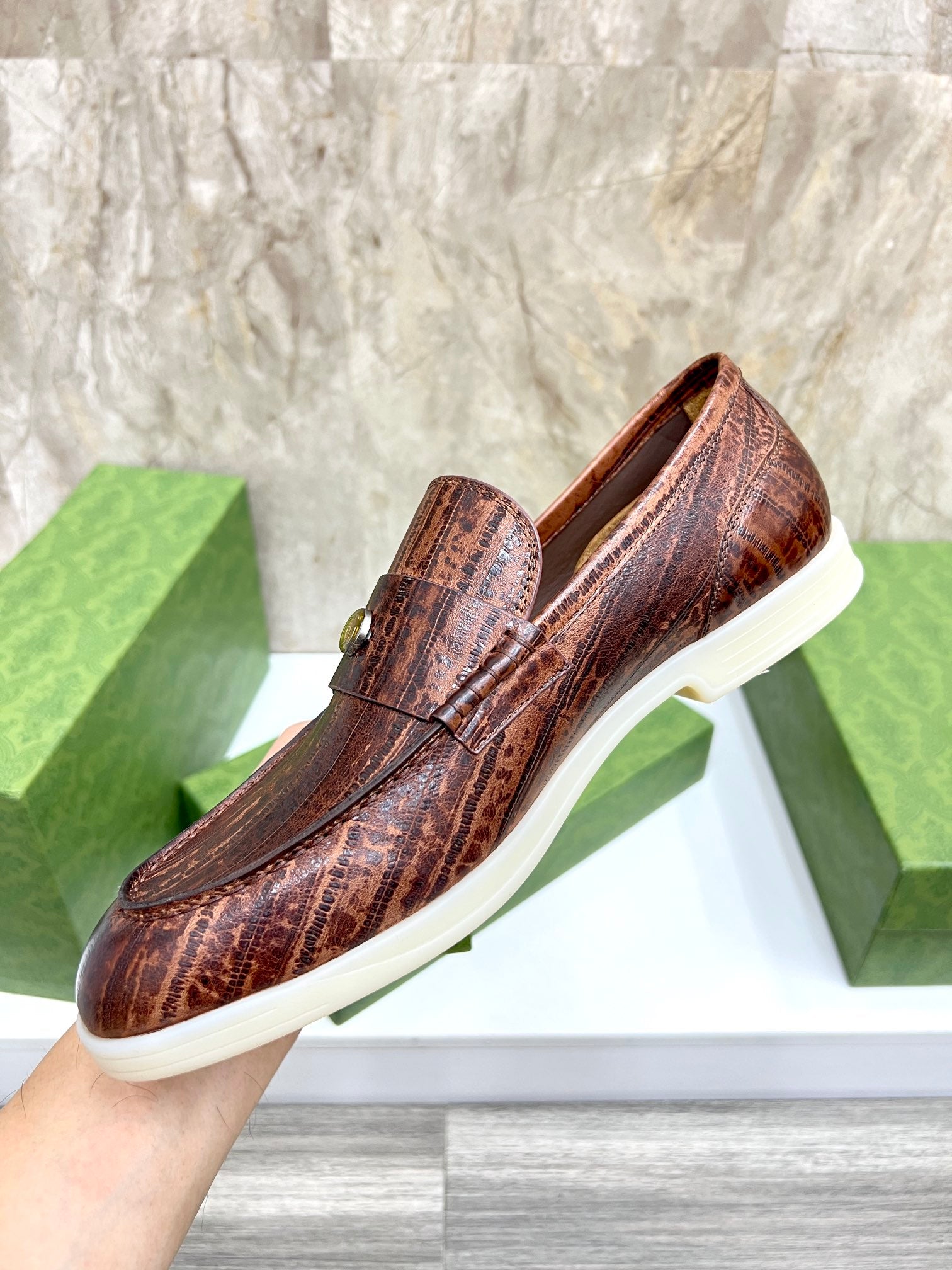 Gucci Men’s Horsebit Loafers – Lido Collection, Rubber Sole, Imported Leather