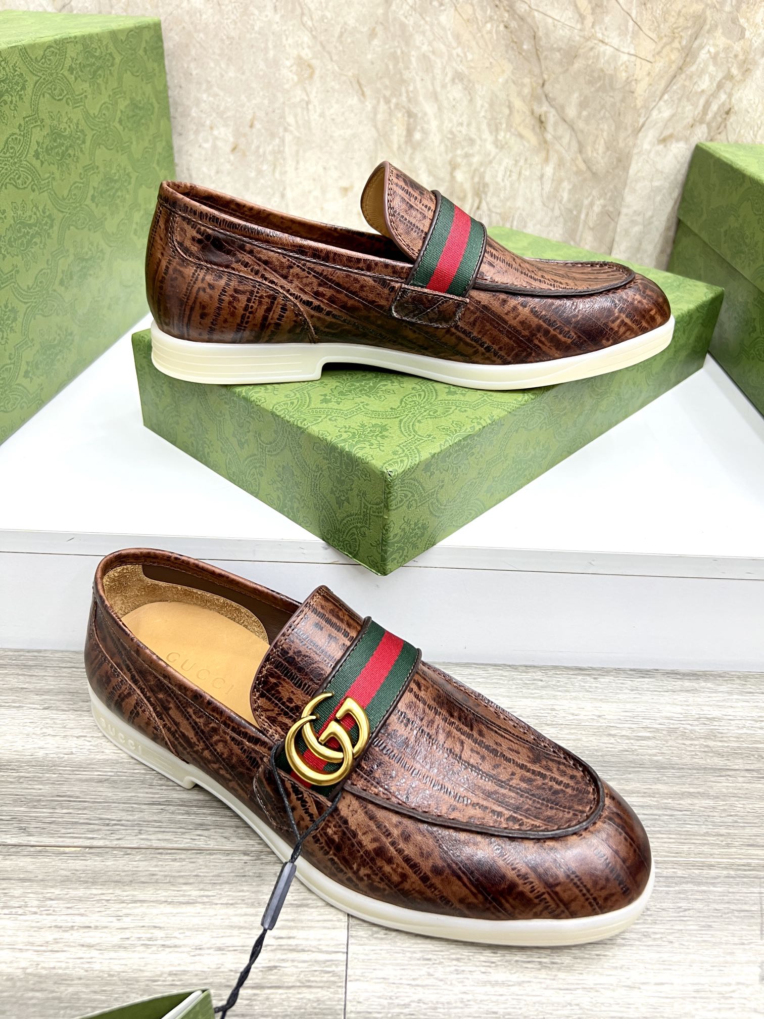 Gucci Men’s Horsebit Loafers – Lido Collection, Rubber Sole, Imported Leather