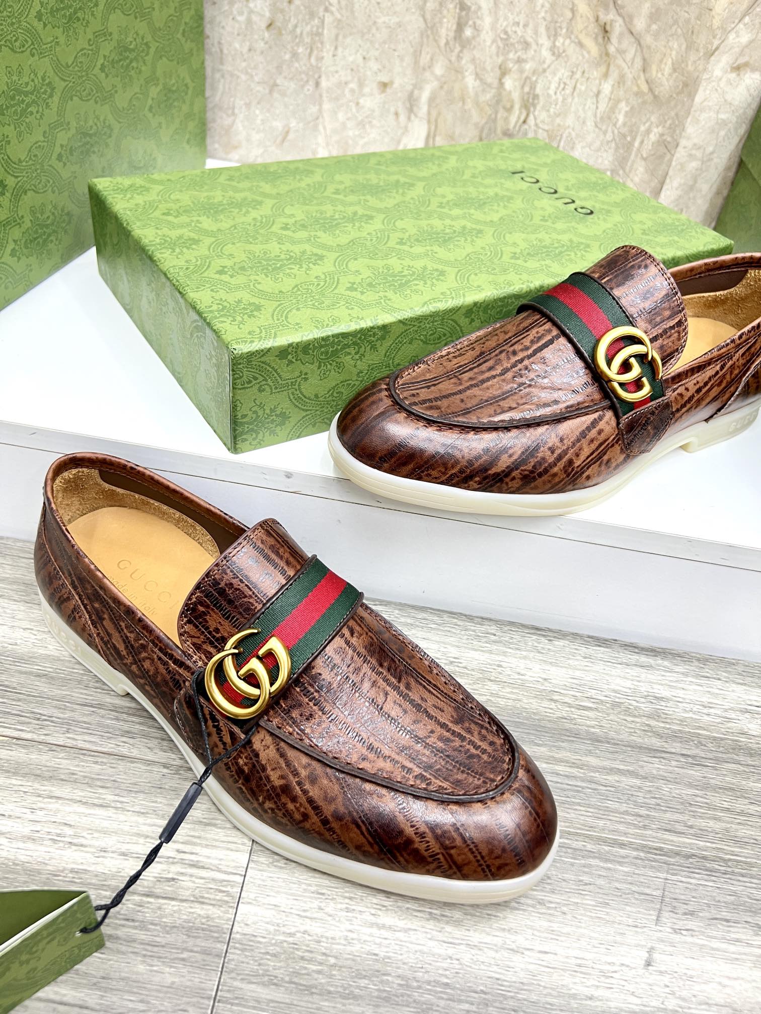 Gucci Men’s Horsebit Loafers – Lido Collection, Rubber Sole, Imported Leather