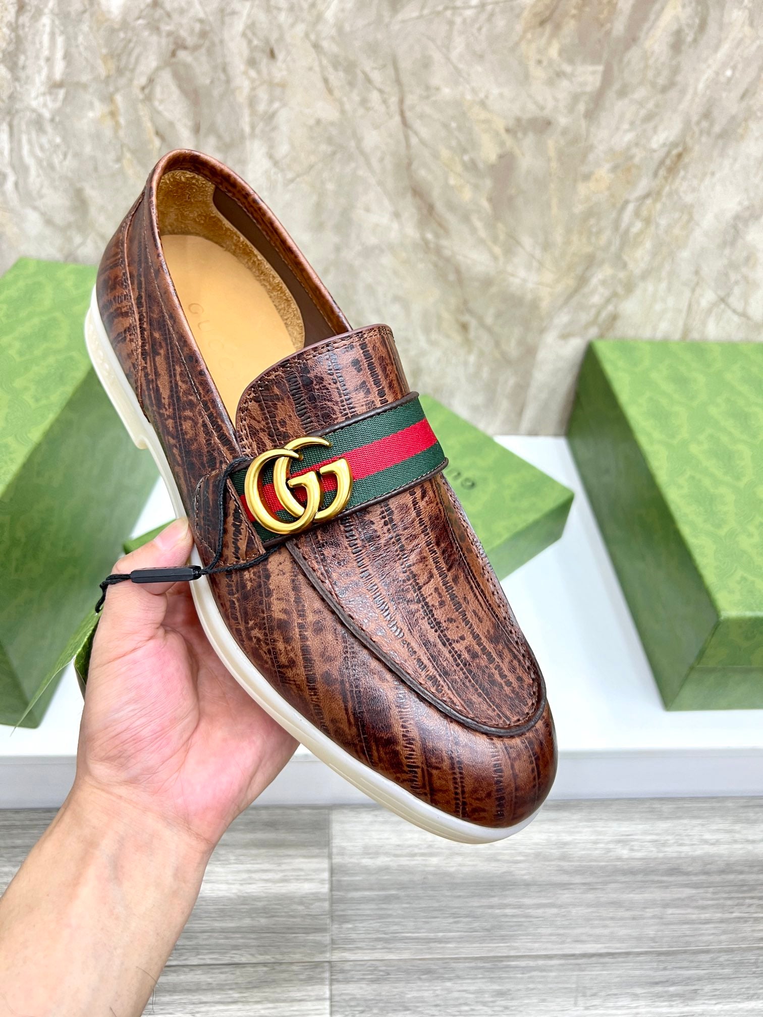 Gucci Men’s Horsebit Loafers – Lido Collection, Rubber Sole, Imported Leather