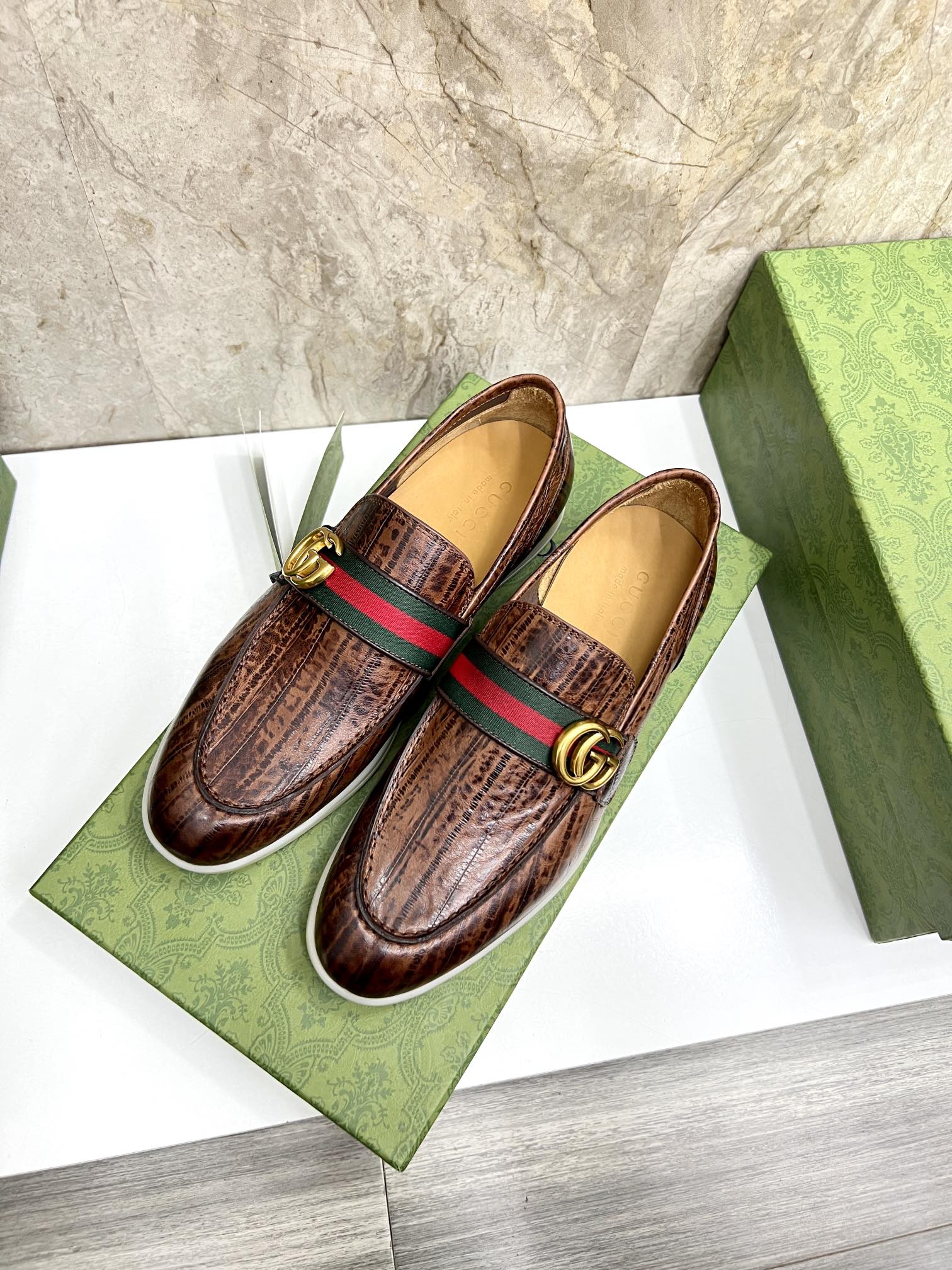 Gucci Men’s Horsebit Loafers – Lido Collection, Rubber Sole, Imported Leather