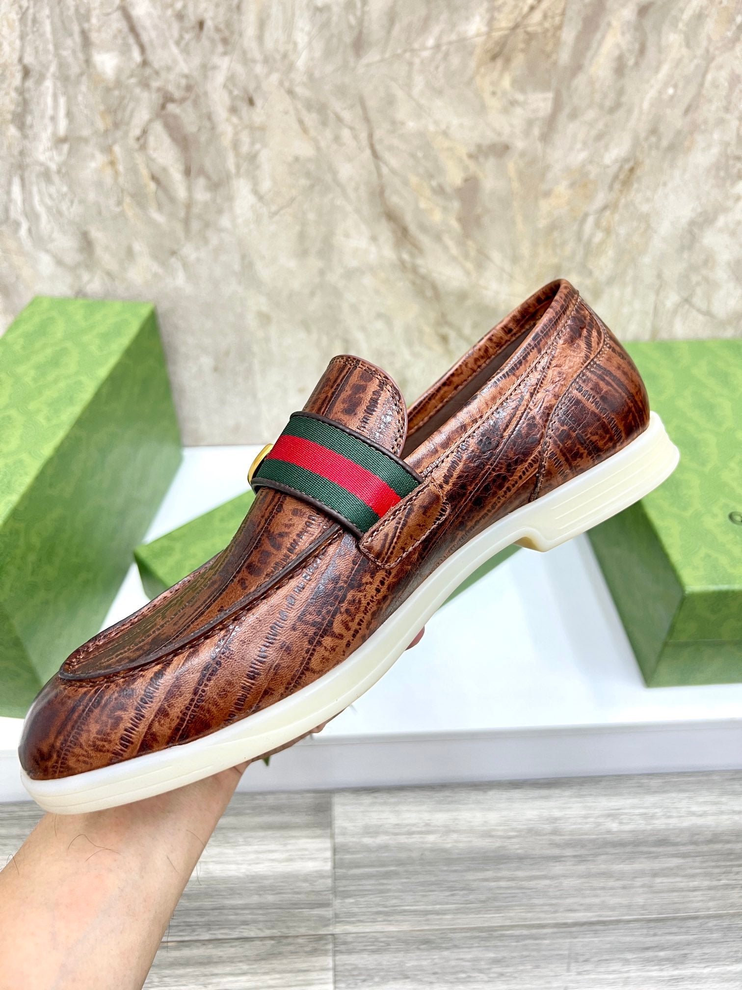Gucci Men’s Horsebit Loafers – Lido Collection, Rubber Sole, Imported Leather