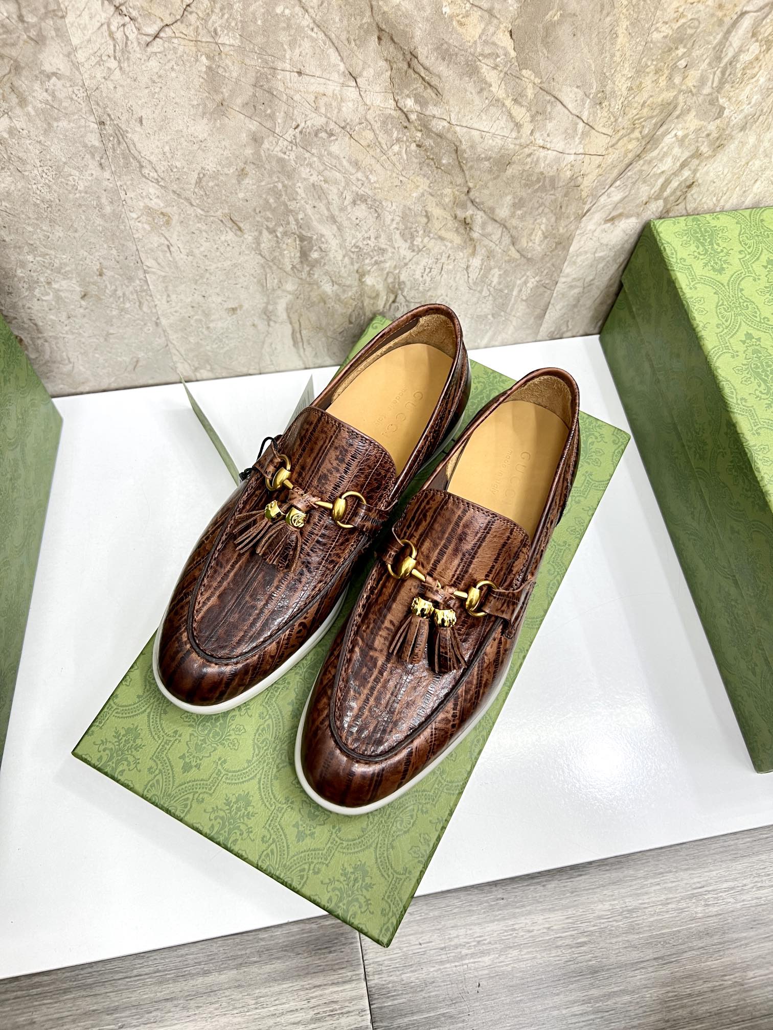 Gucci Men’s Horsebit Loafers – Lido Collection, Rubber Sole, Imported Leather