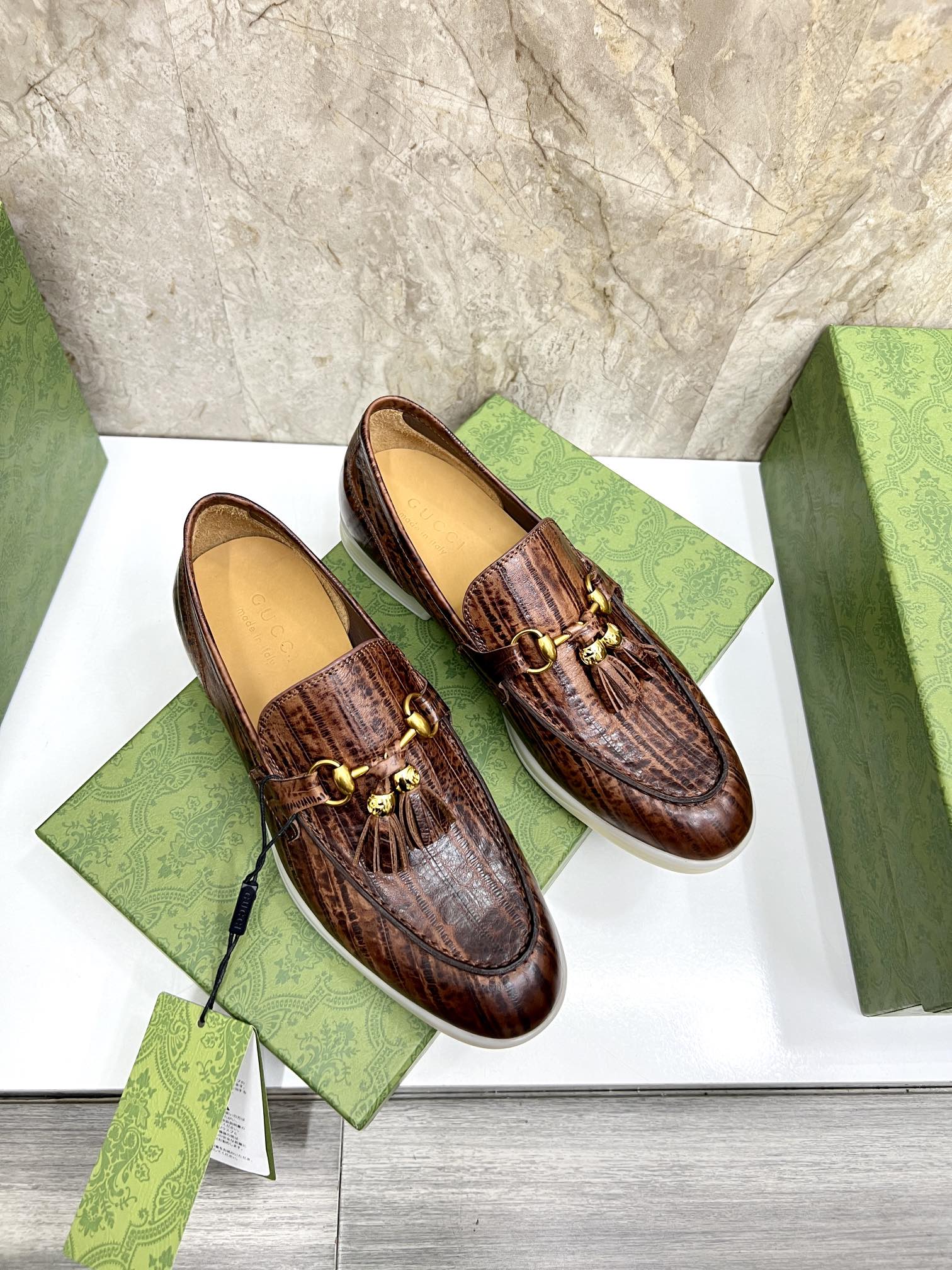 Gucci Men’s Horsebit Loafers – Lido Collection, Rubber Sole, Imported Leather