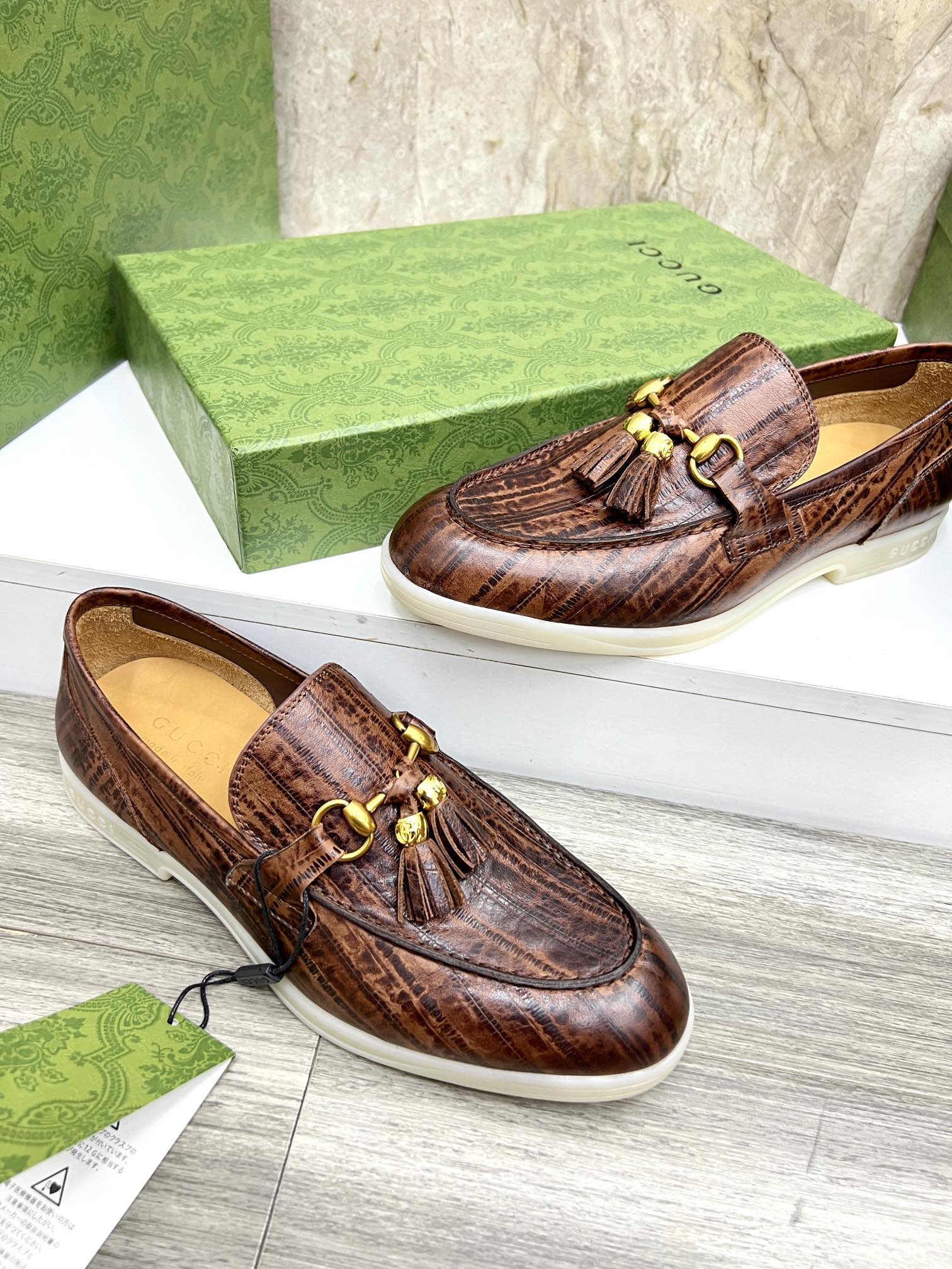 Gucci Men’s Horsebit Loafers – Lido Collection, Rubber Sole, Imported Leather
