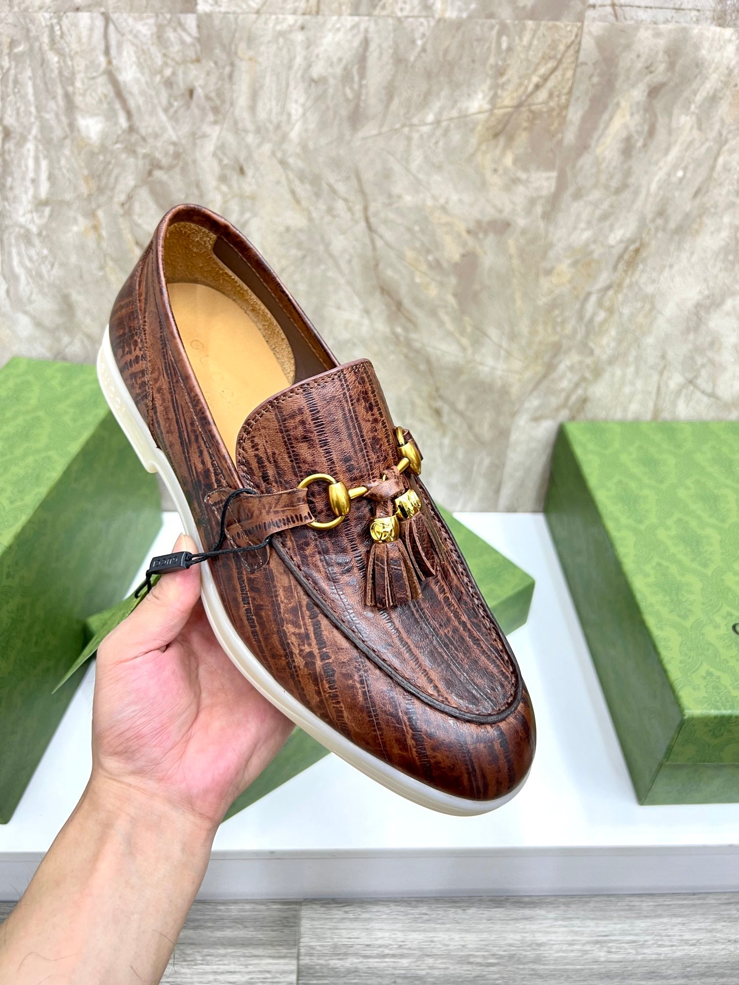 Gucci Men’s Horsebit Loafers – Lido Collection, Rubber Sole, Imported Leather