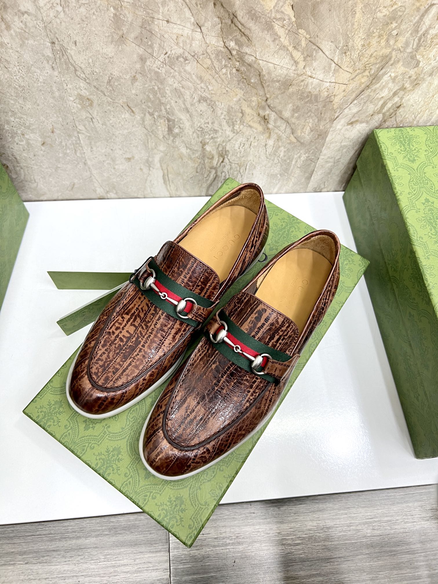 Gucci Men’s Horsebit Loafers – Lido Collection, Rubber Sole, Imported Leather