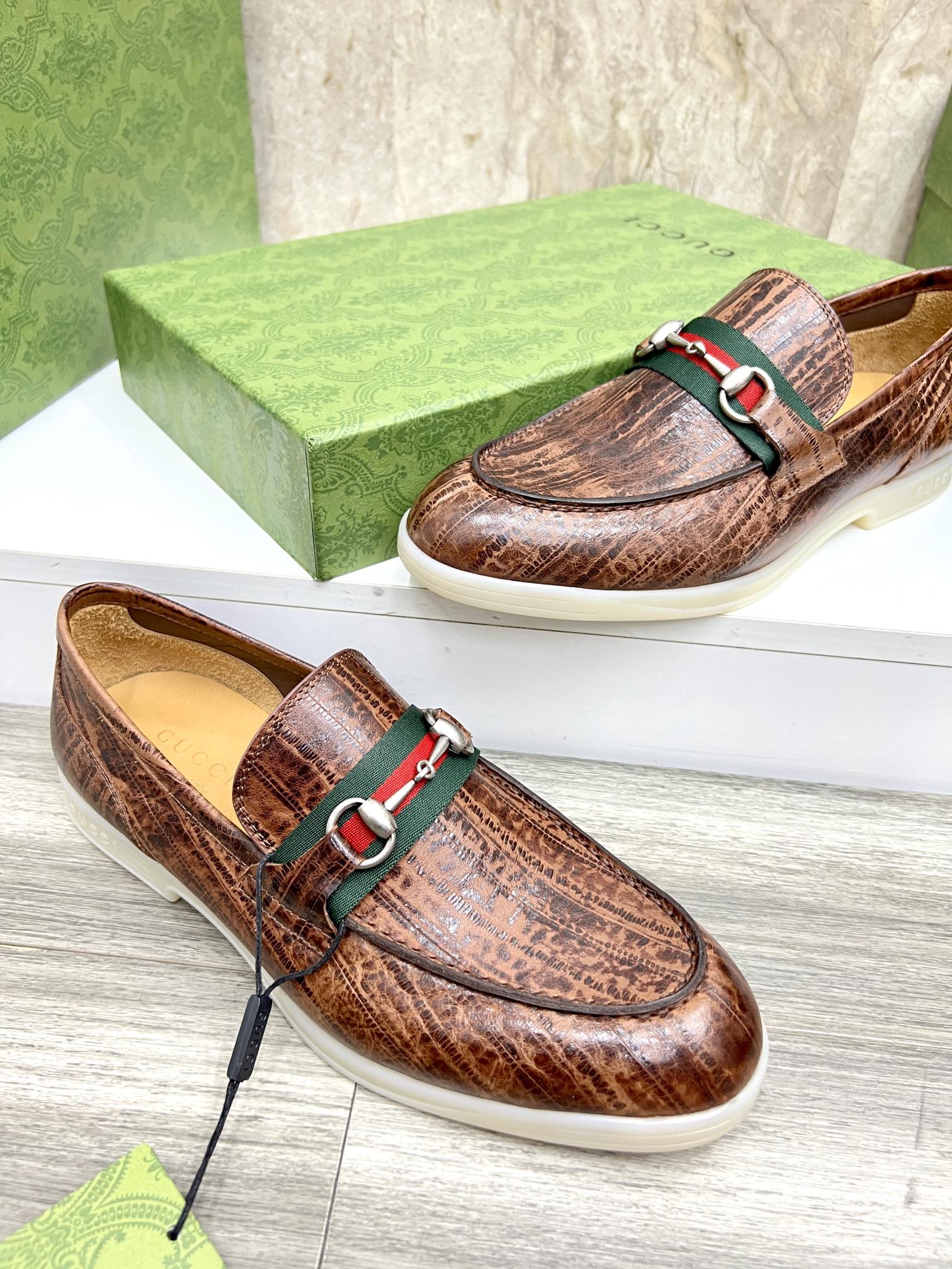 Gucci Men’s Horsebit Loafers – Lido Collection, Rubber Sole, Imported Leather