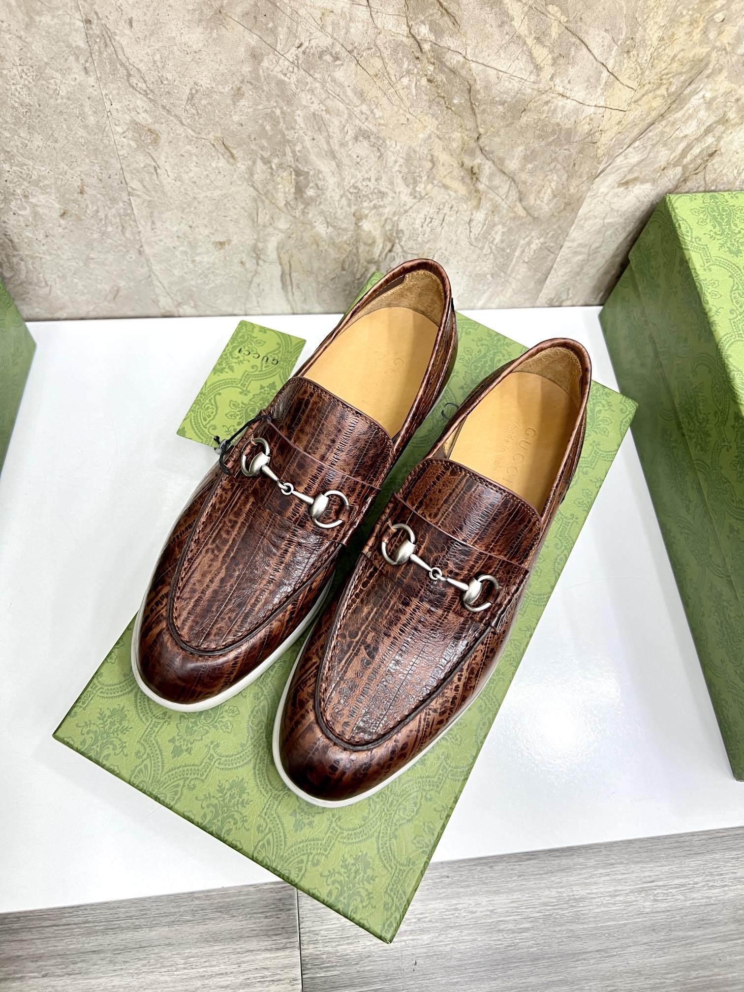 Gucci Men’s Horsebit Loafers – Lido Collection, Rubber Sole, Imported Leather