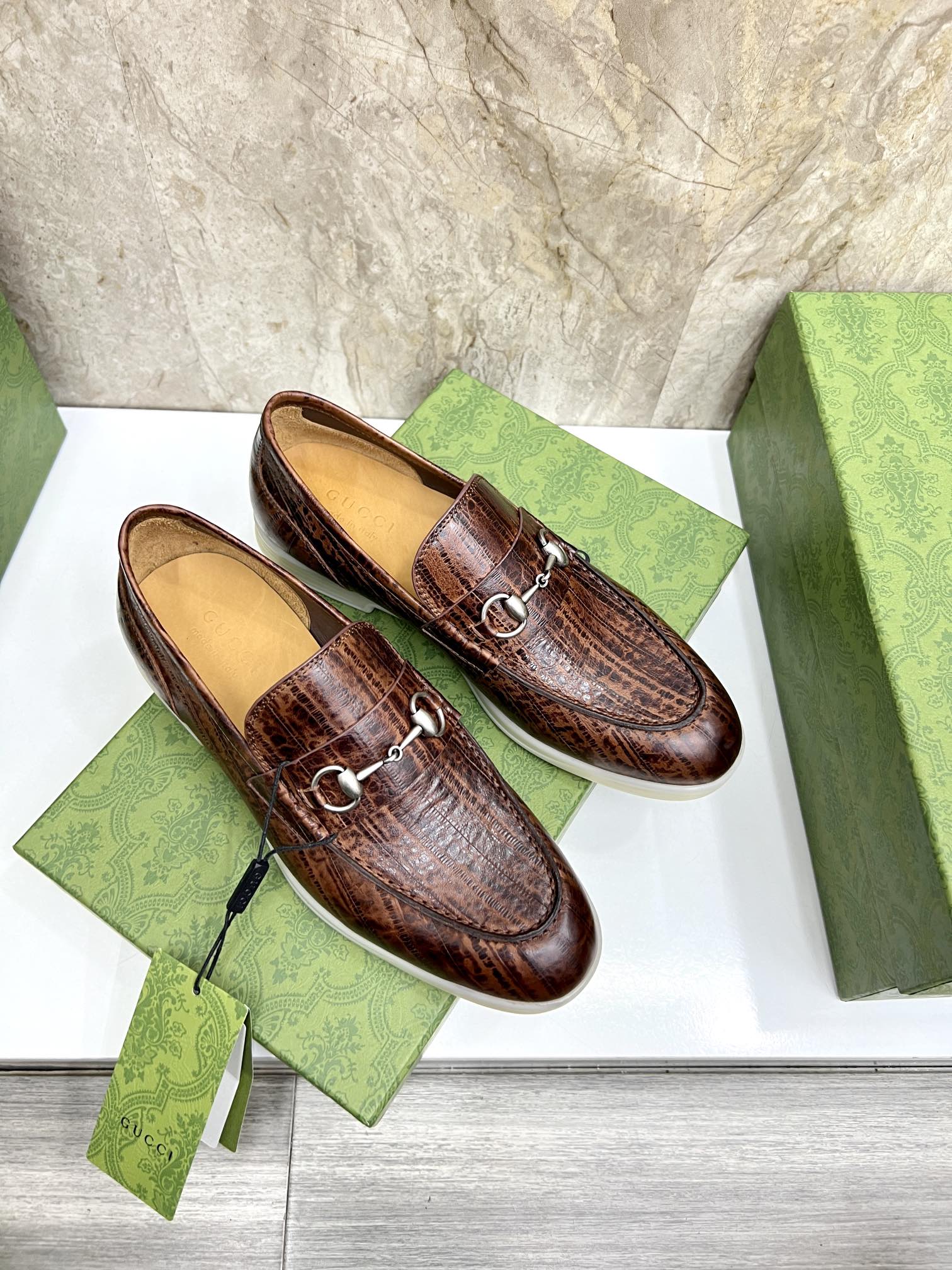 Gucci Men’s Horsebit Loafers – Lido Collection, Rubber Sole, Imported Leather