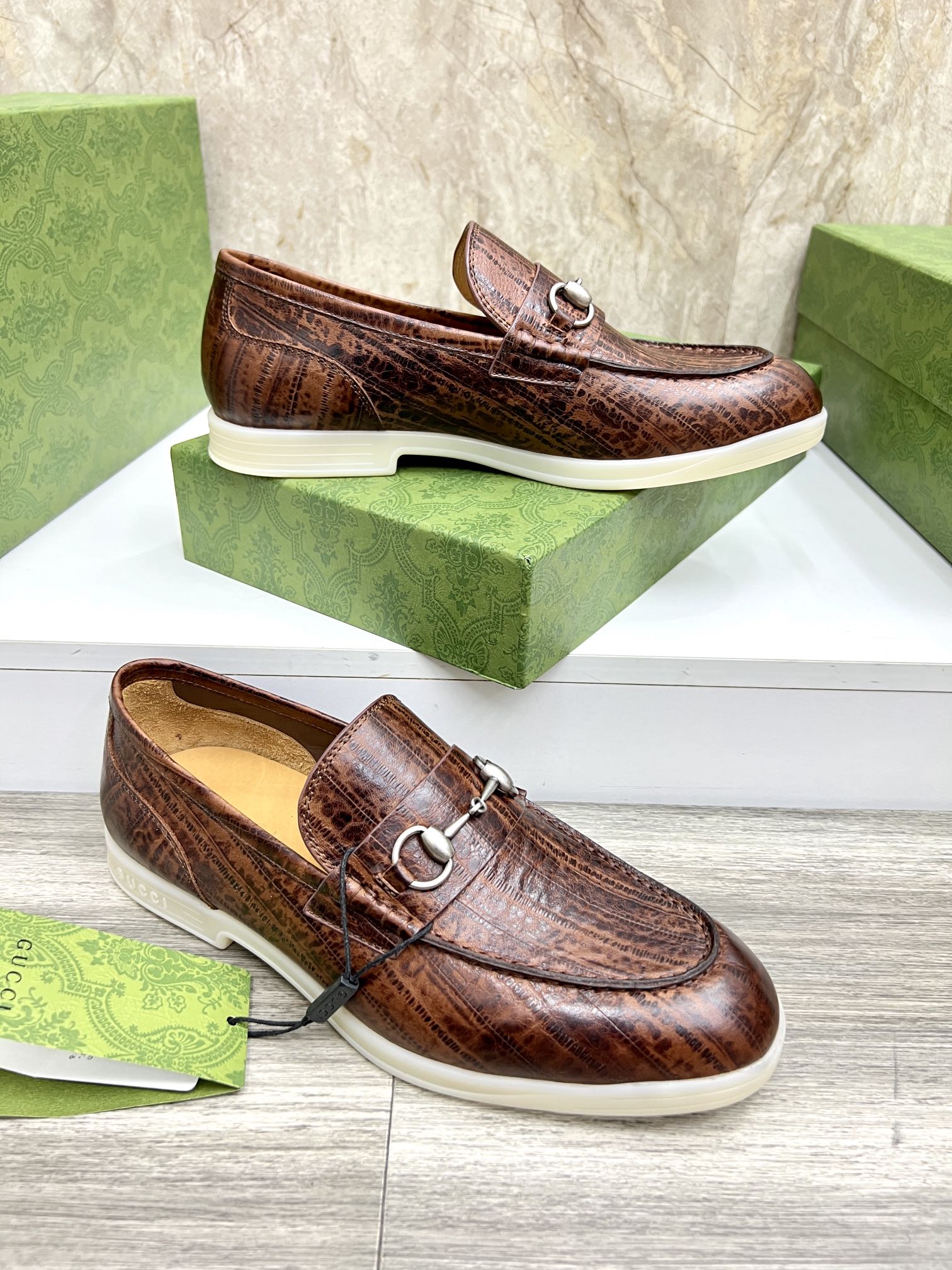 Gucci Men’s Horsebit Loafers – Lido Collection, Rubber Sole, Imported Leather