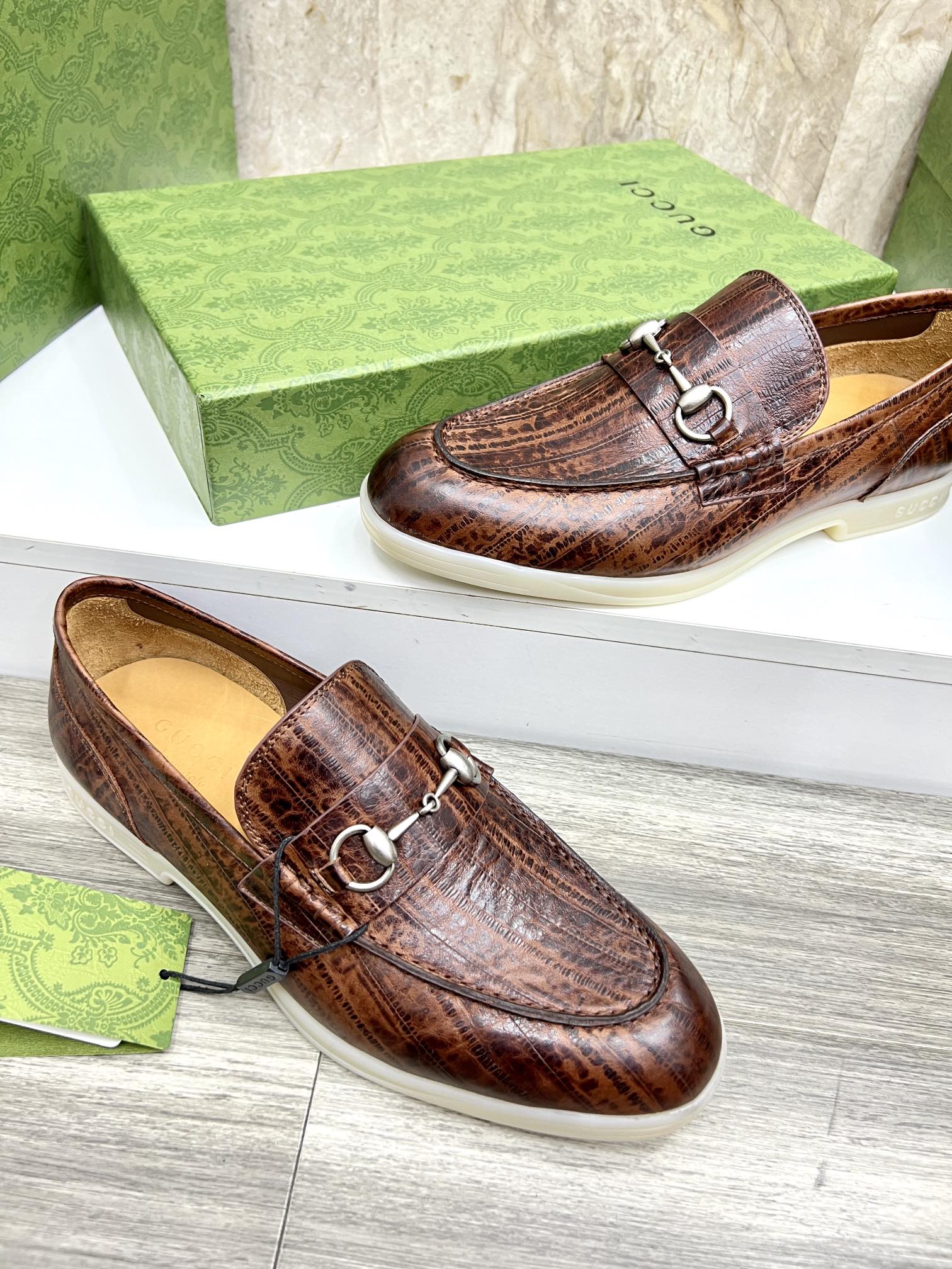 Gucci Men’s Horsebit Loafers – Lido Collection, Rubber Sole, Imported Leather