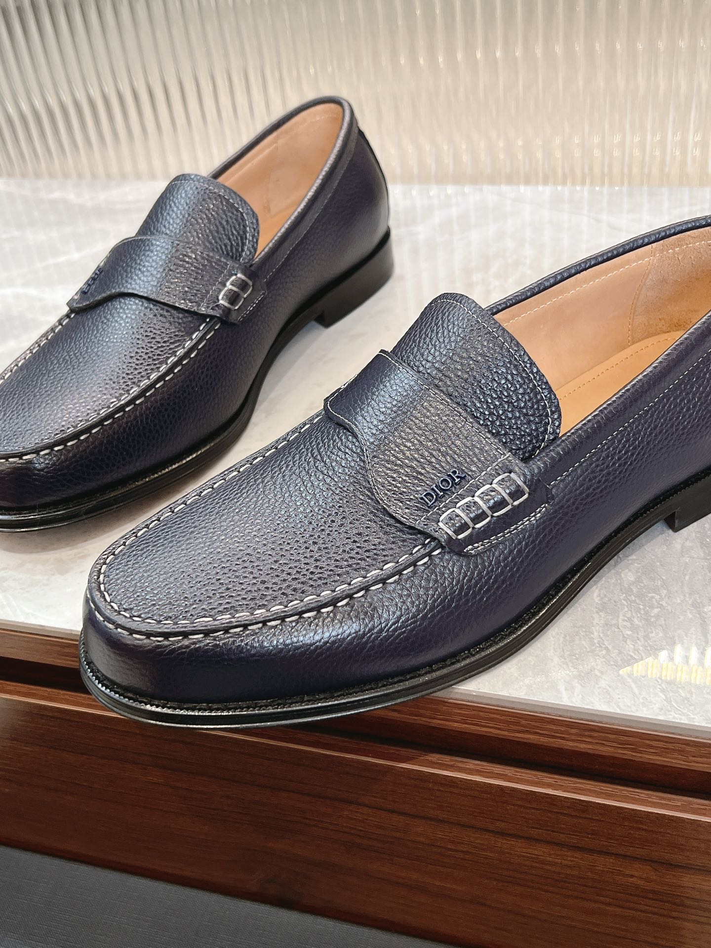 Dior Granville Men’s Loafers – Premium Brown Grained Leather | Sizes 38–46*