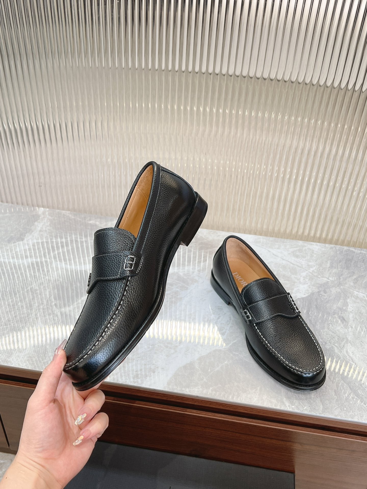 Dior Granville Men’s Loafers – Premium Brown Grained Leather | Sizes 38–46*
