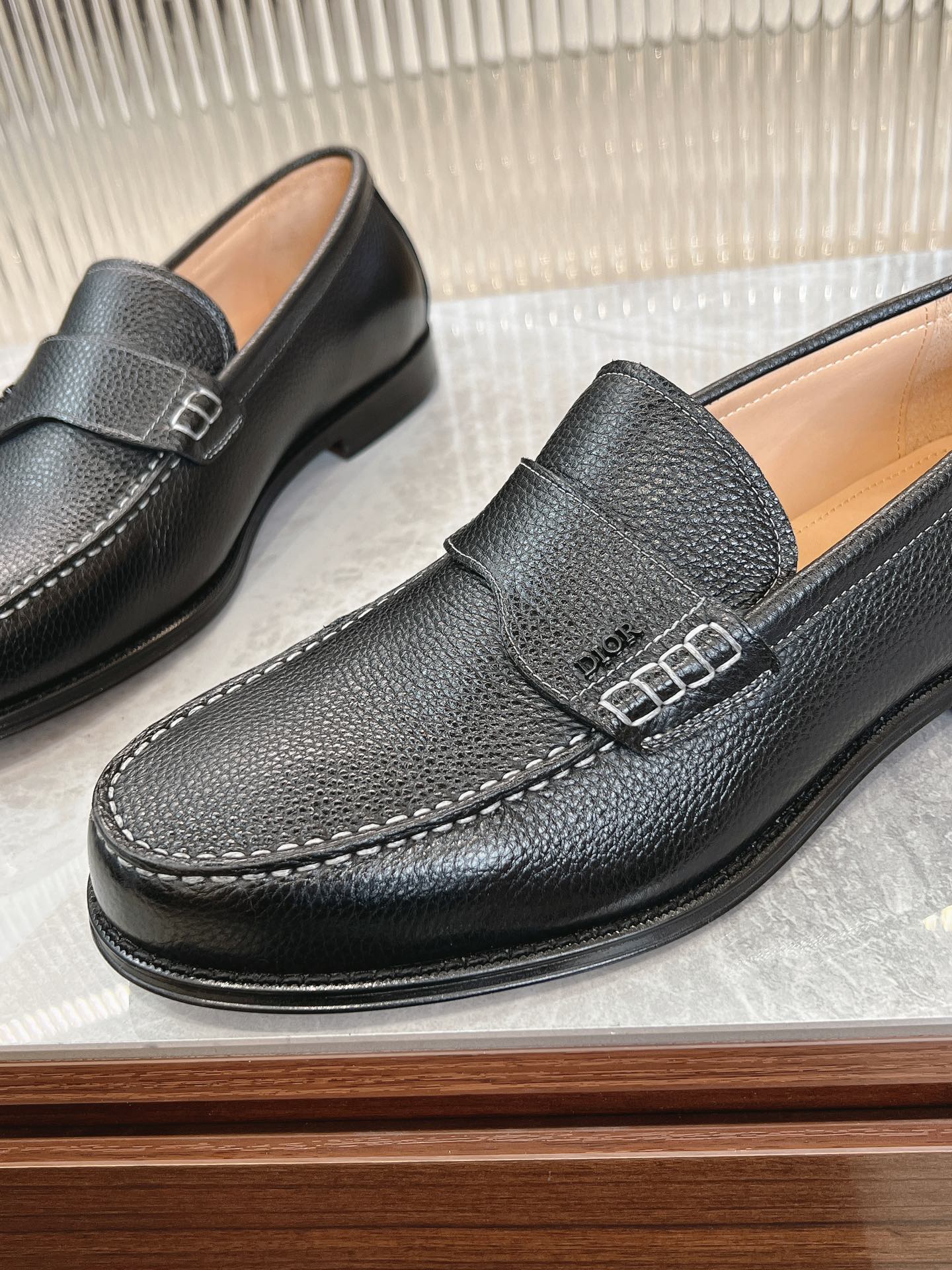 Dior Granville Men’s Loafers – Premium Brown Grained Leather | Sizes 38–46*