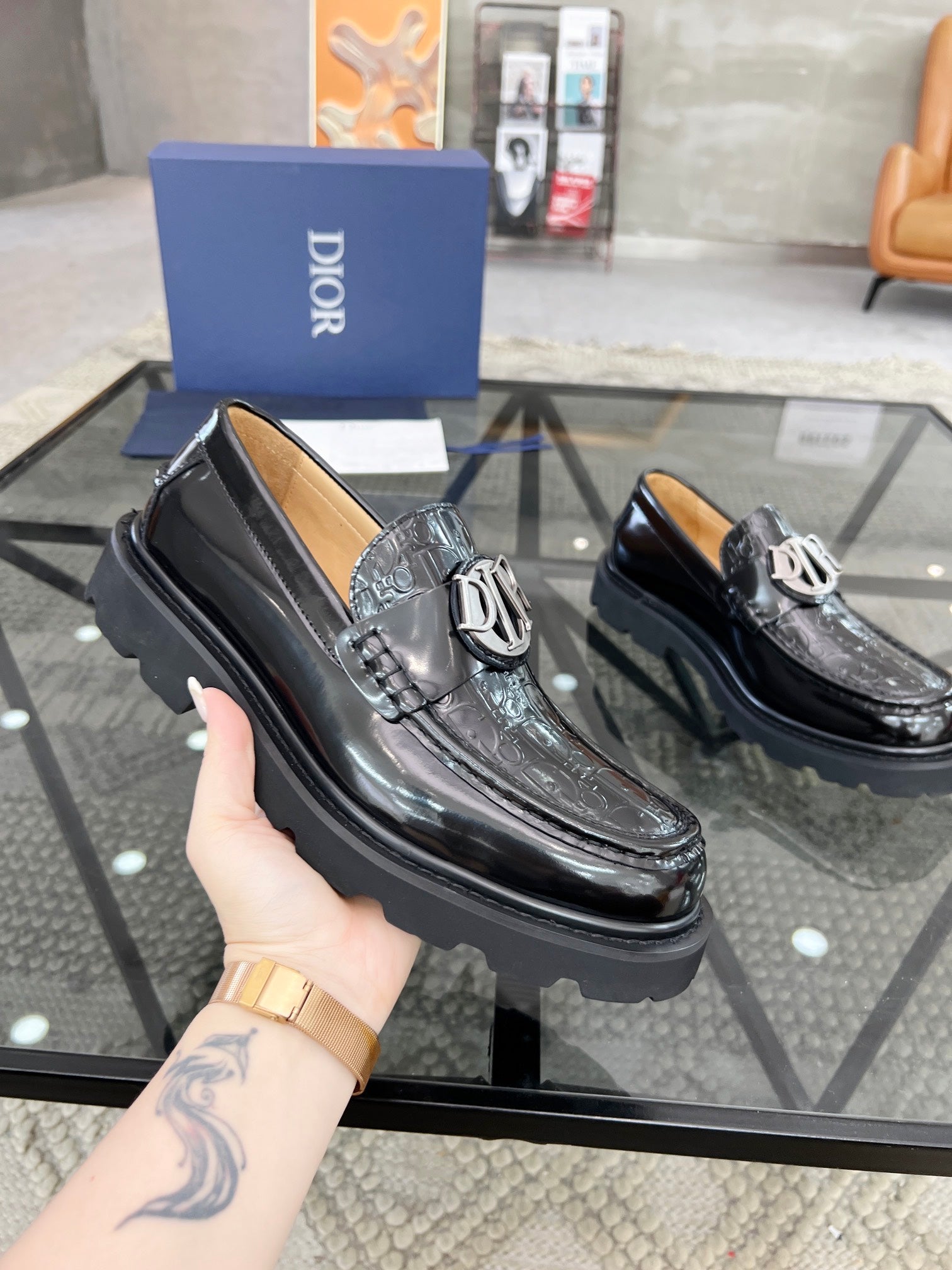 Dior Premium Men’s Slip-On Leather Shoes – Italian Cowhide | Sizes 38–45