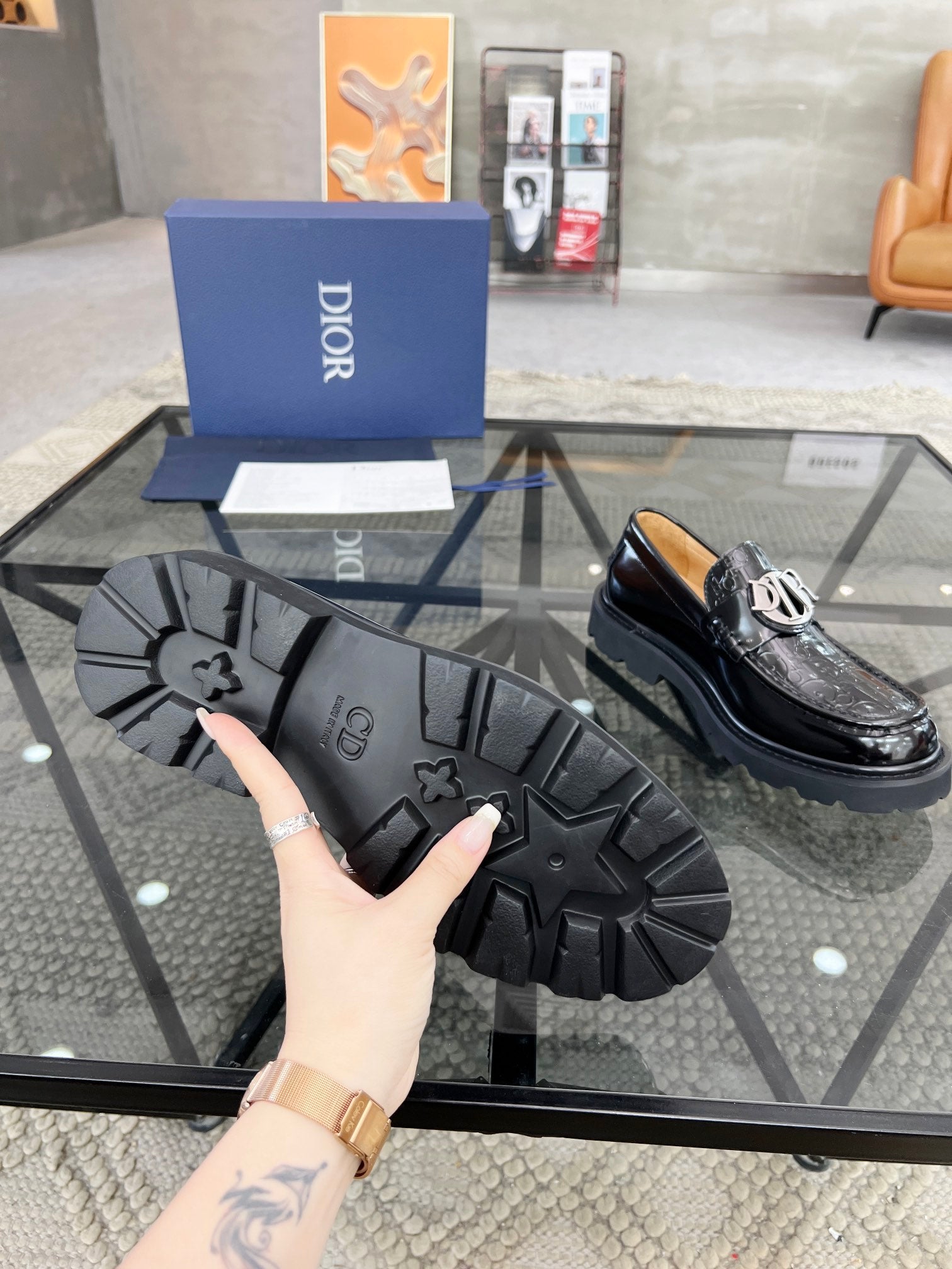 Dior Premium Men’s Slip-On Leather Shoes – Italian Cowhide | Sizes 38–45