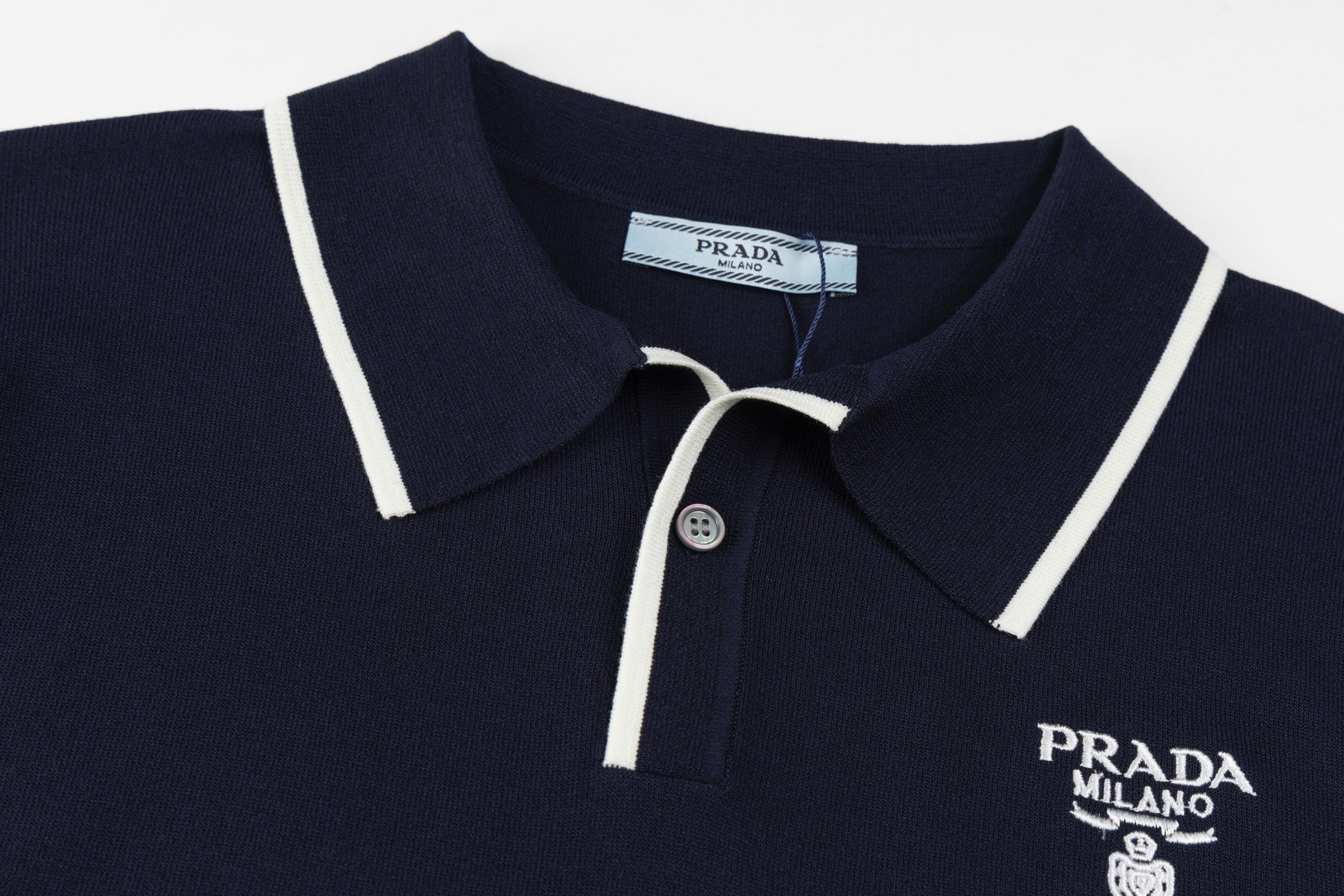 PRADA Contrast-Trim Knit Polo Shirt – Lightweight Breathable Summer Style – Sizes M–3XL
